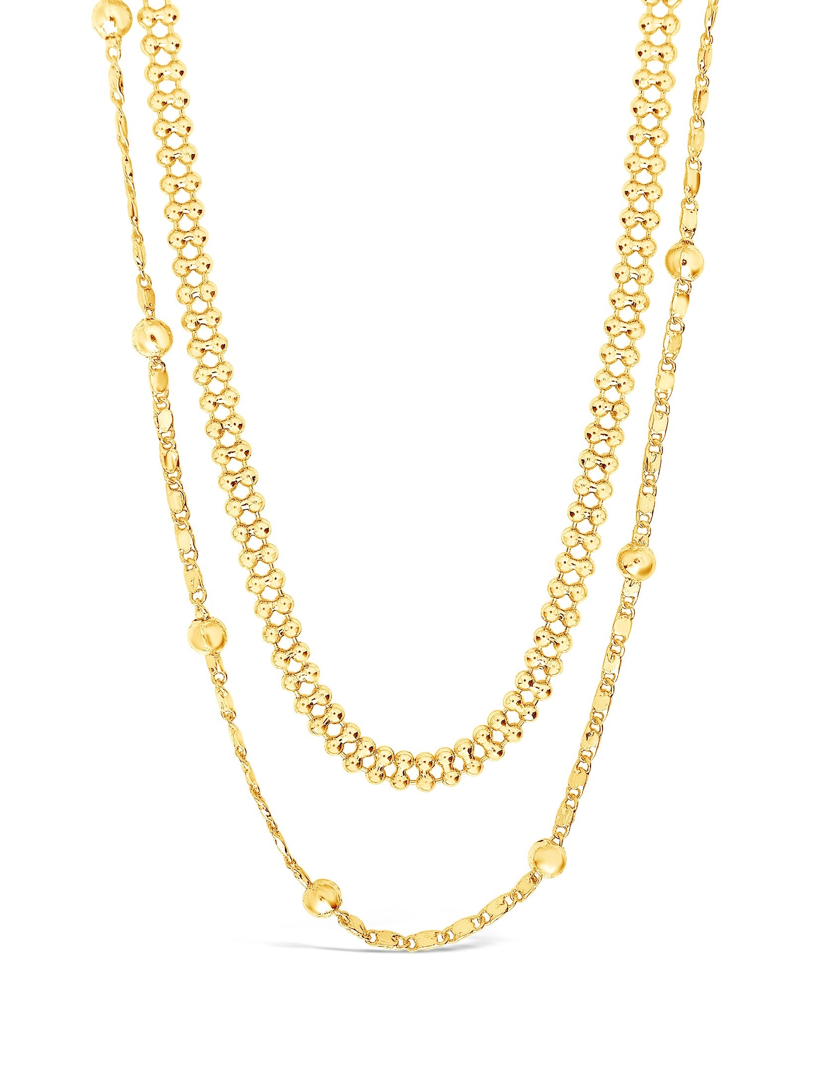 Layered Beaded Chain Necklace