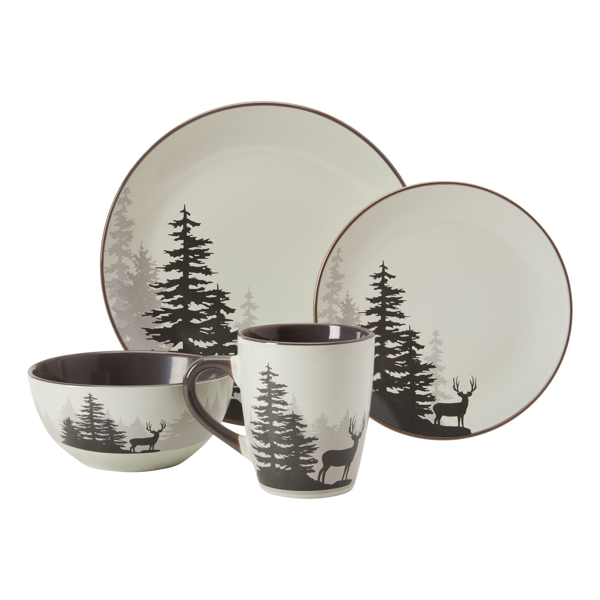 White River Home Deer in Pine 16-Piece Dinnerware Set