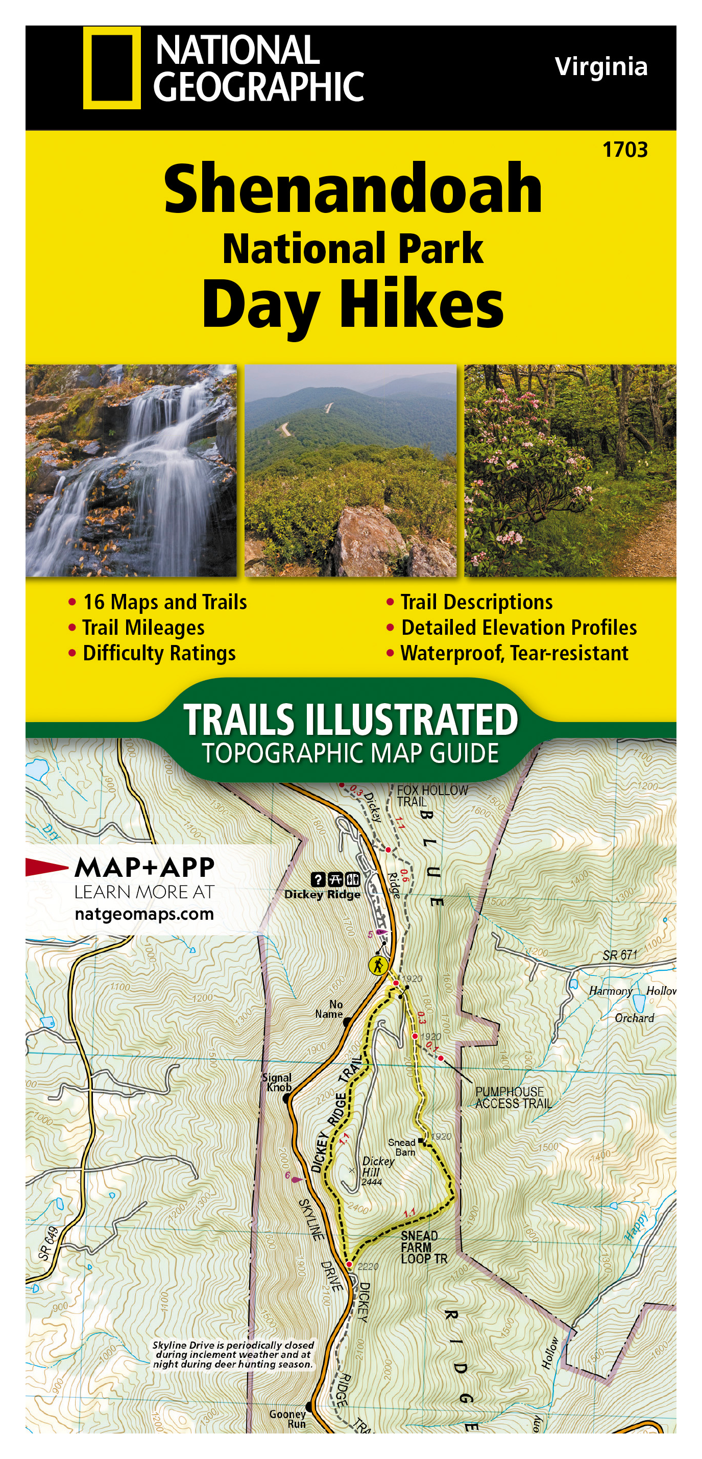 National Geographic National Park Day Hikes Topographic Map with Illustrated Trails