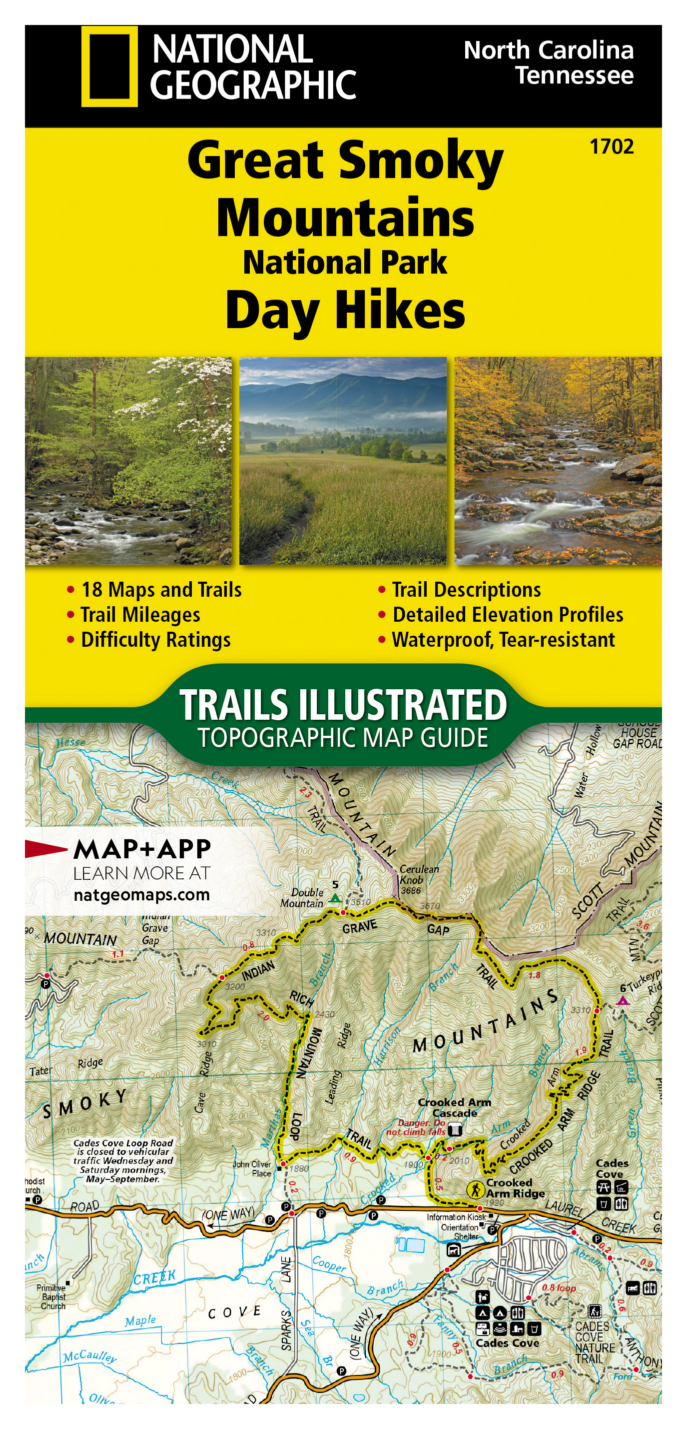 National Geographic National Park Day Hikes Topographic Map with Illustrated Trails