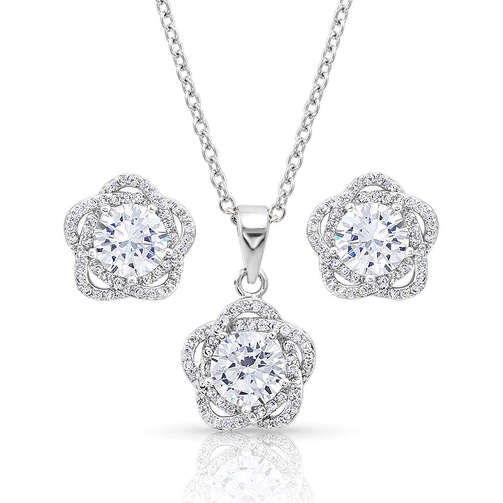 Montana Silversmiths Starlight Flower Earrings and Necklace Set