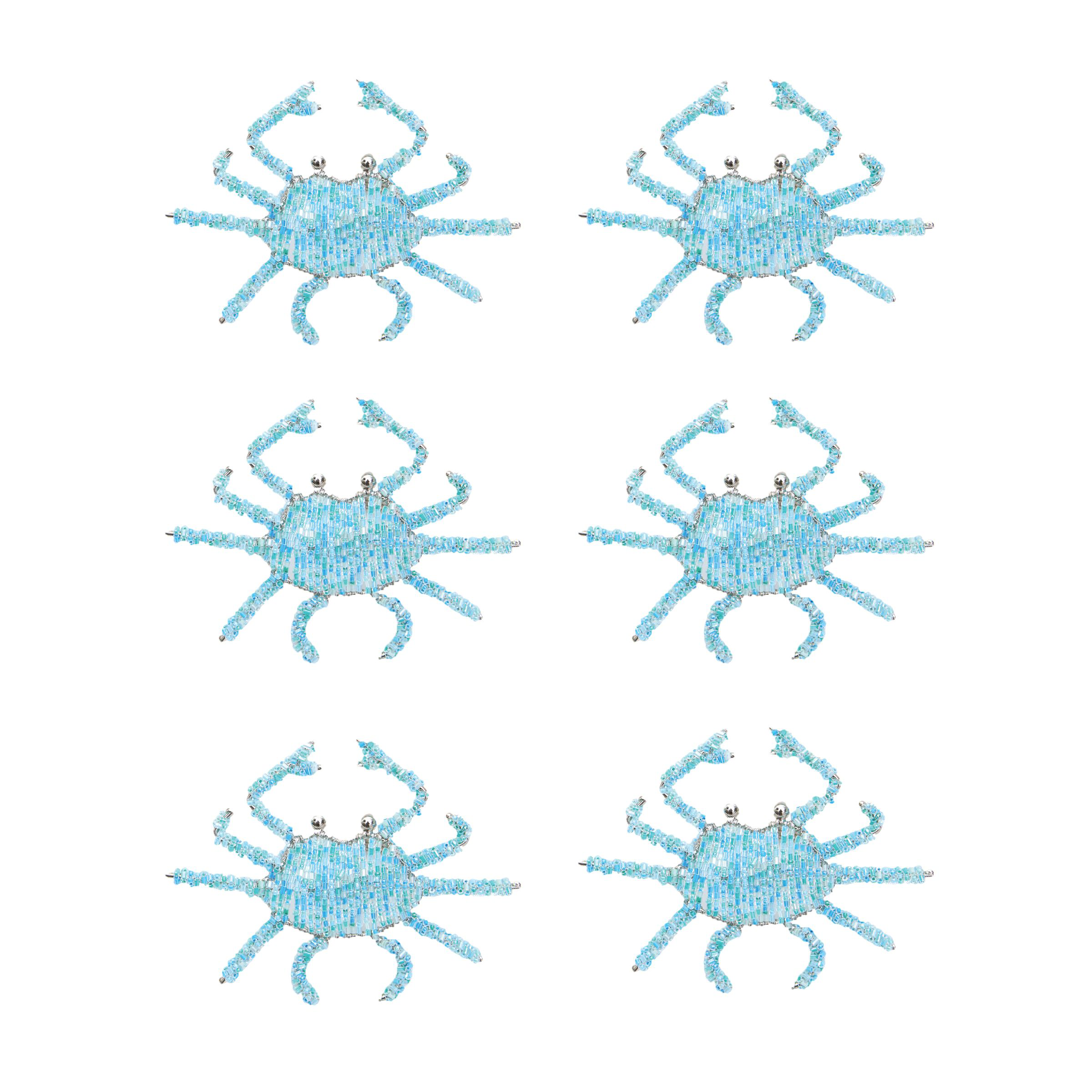 C&F Home Blue Crab Beaded Napkin Rings
