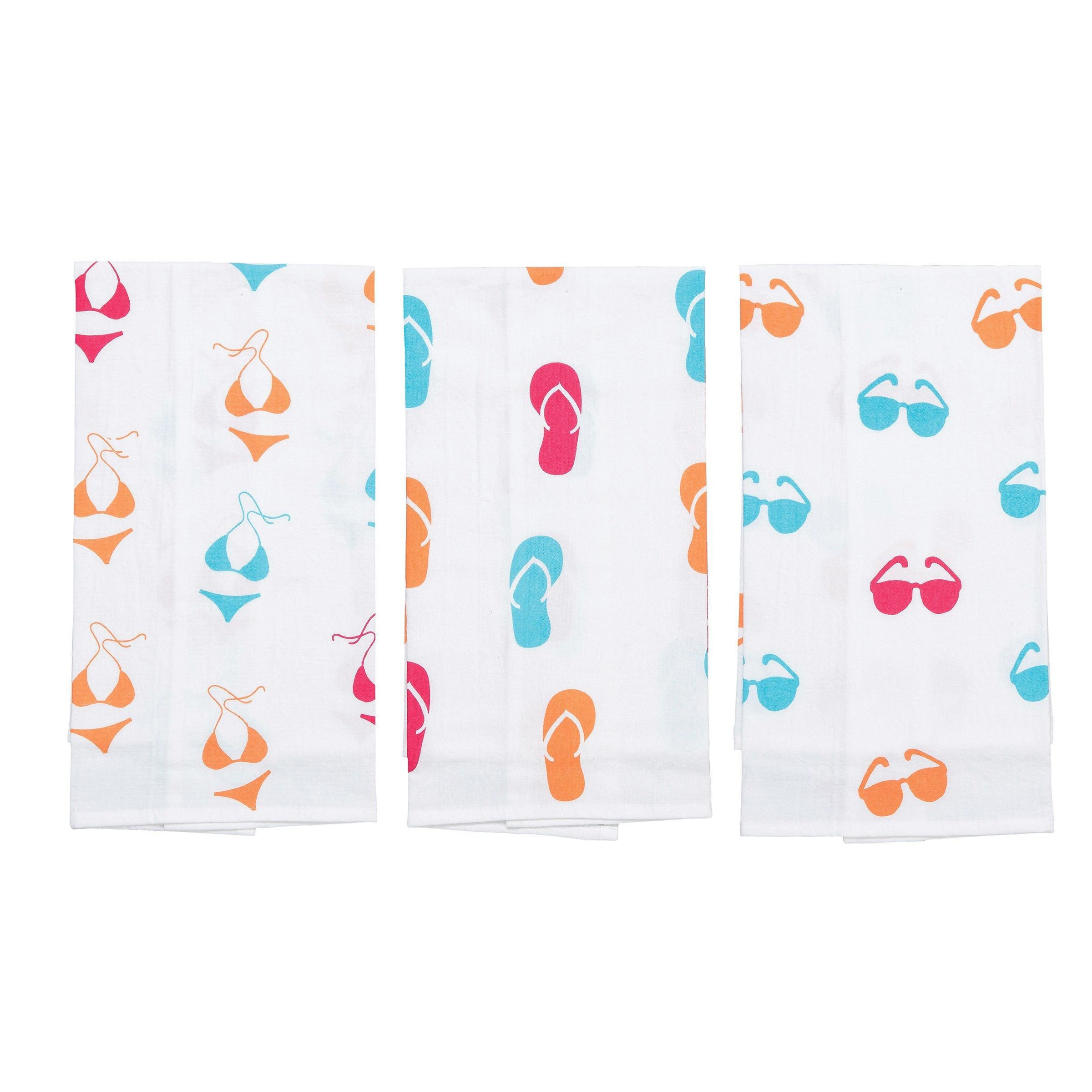 C&F Home Flip Flop Printed Cotton Flour Sack Kitchen Towel 3-Piece Set