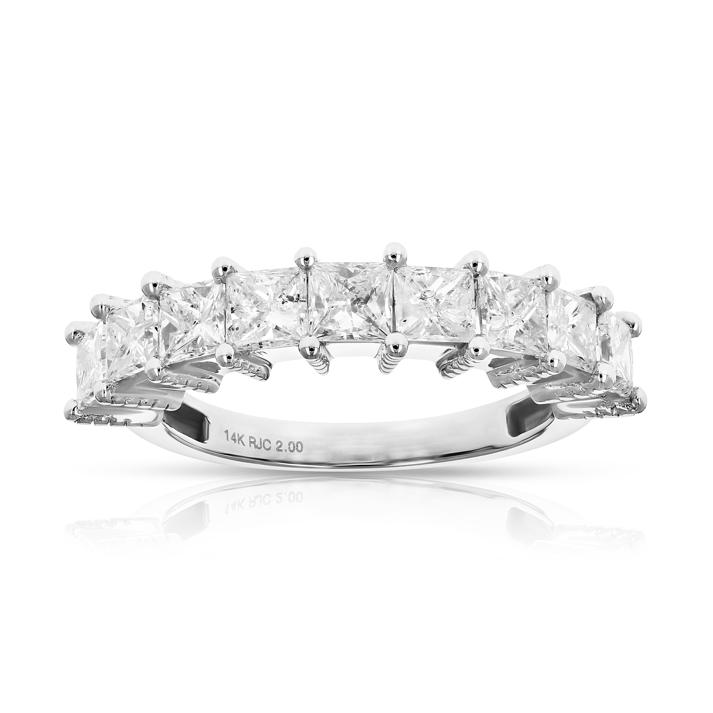 2 cttw Princess Diamond Wedding Band in 14K White Gold