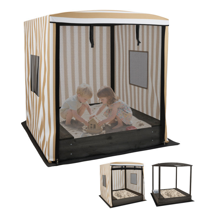 Wooden Sandbox with Canopy for Children 3+ Years Old
