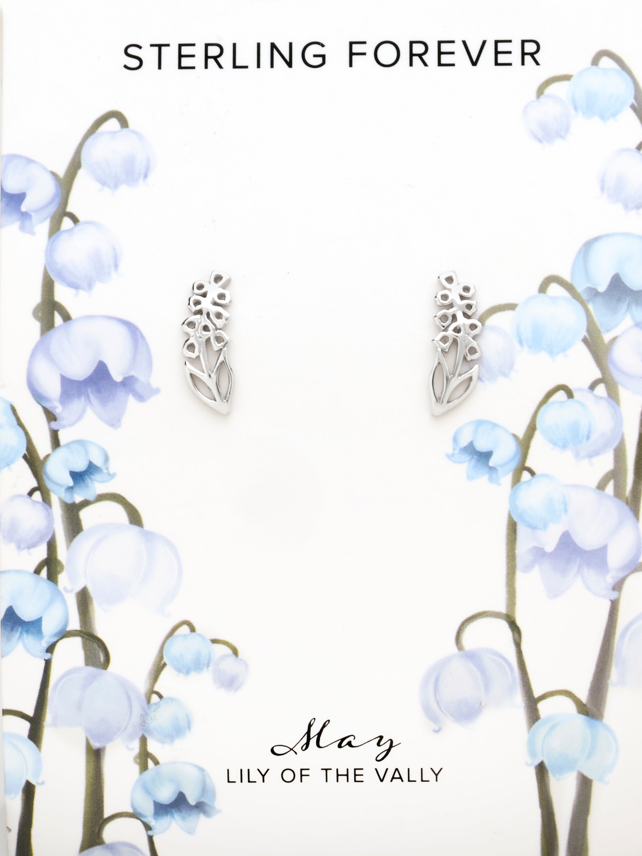 Sterling Silver Birth Flower Earring Studs - May