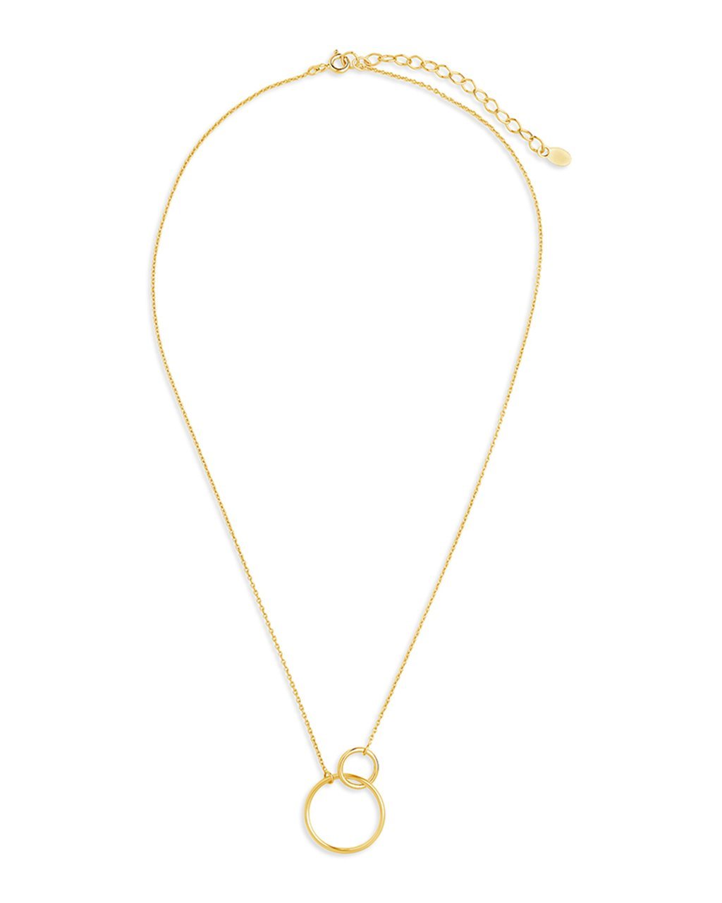 Sterling Silver Interlocking Open Circle Pendant-Gold