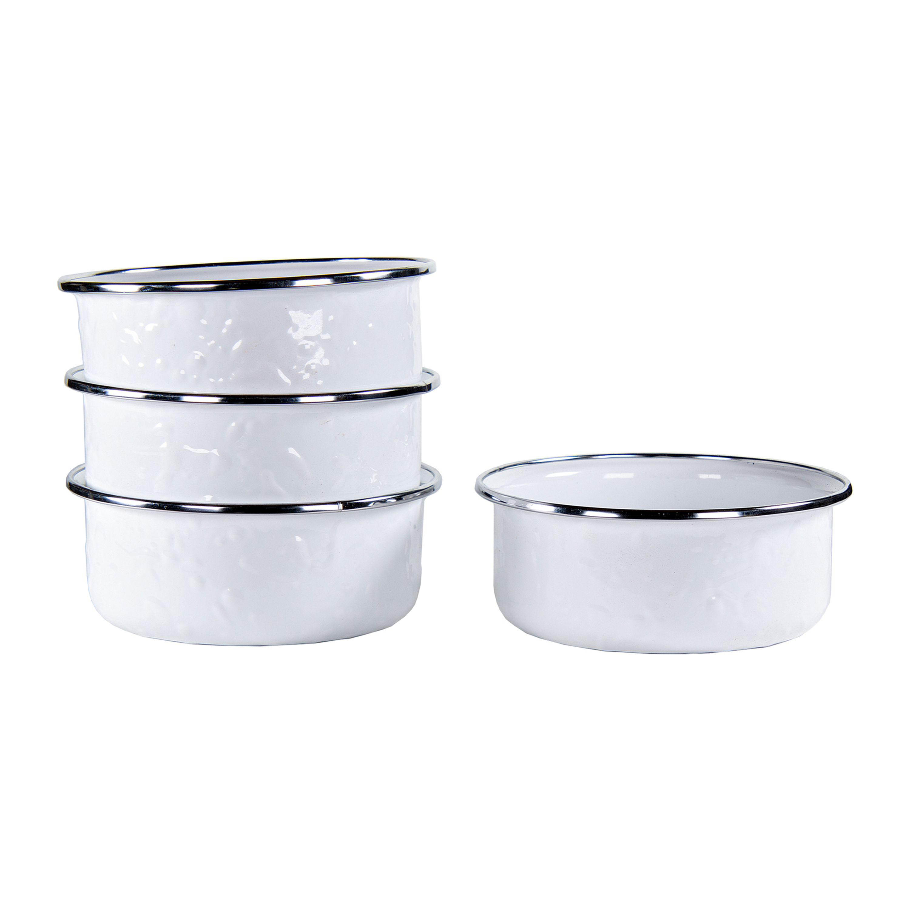 Golden Rabbit White Enamelware Collection 4-Piece Soup Bowl Set