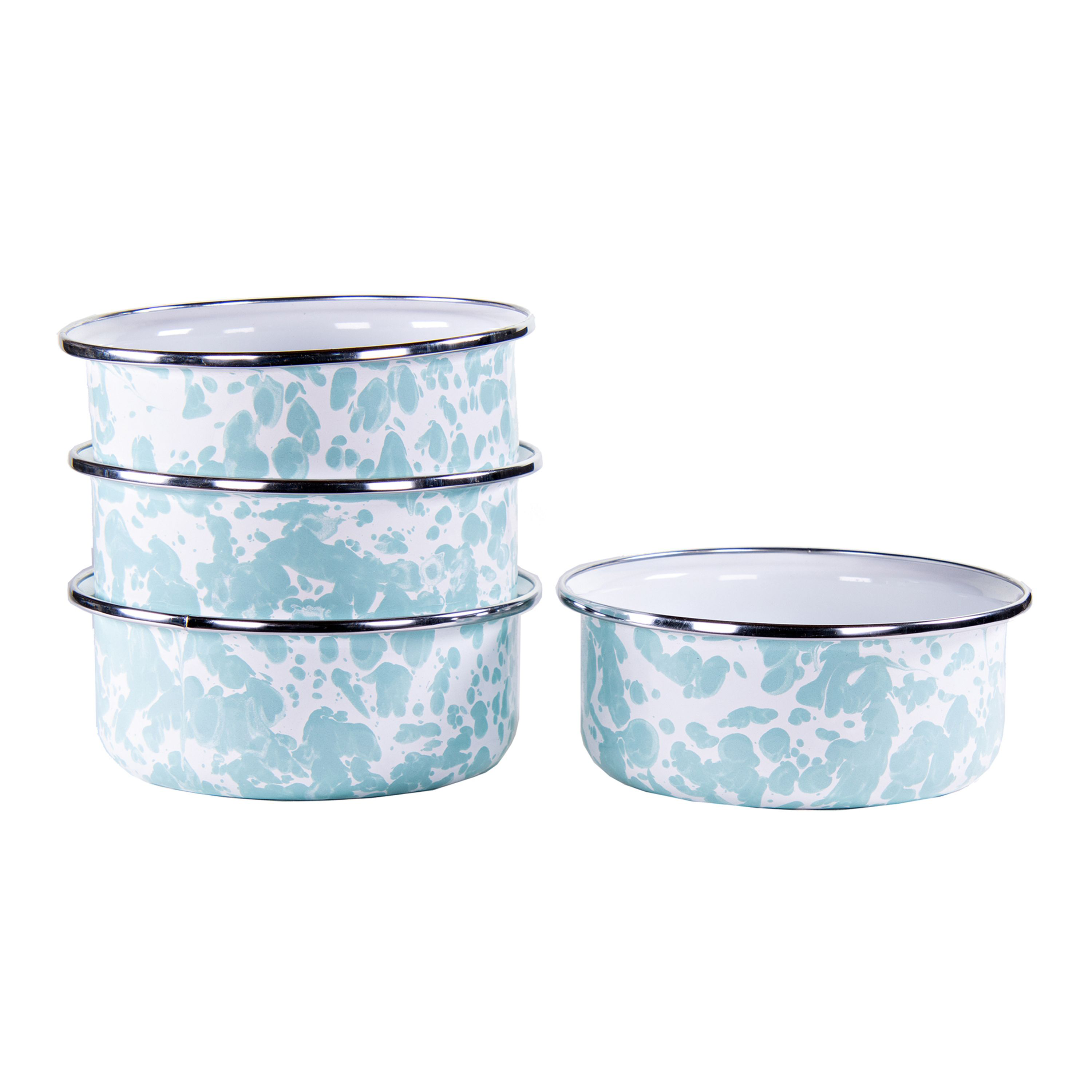 Golden Rabbit Sea Glass Enamelware Collection Soup Bowls 4-Pack