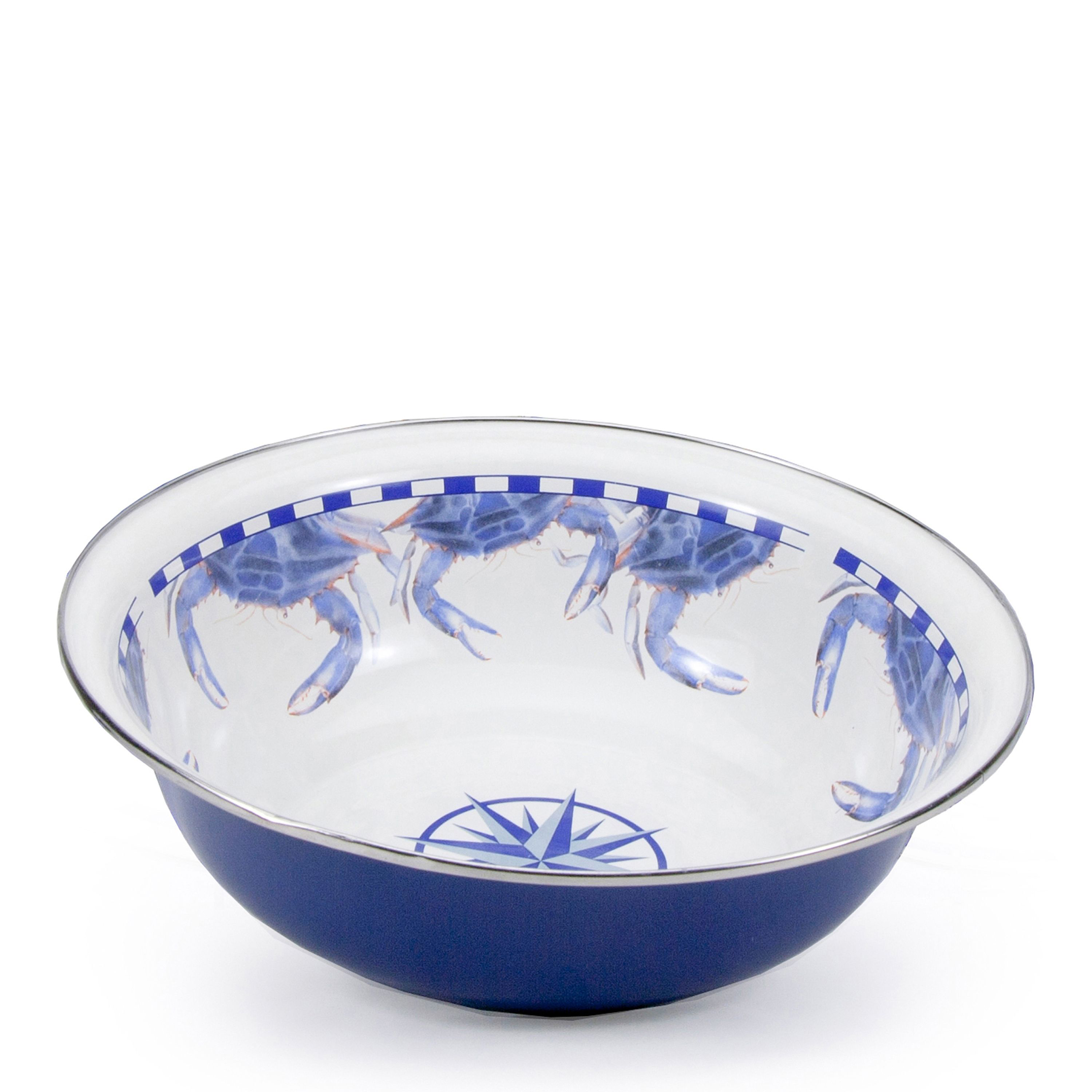 Golden Rabbit Blue Crab Enamelware Collection Serving Bowl