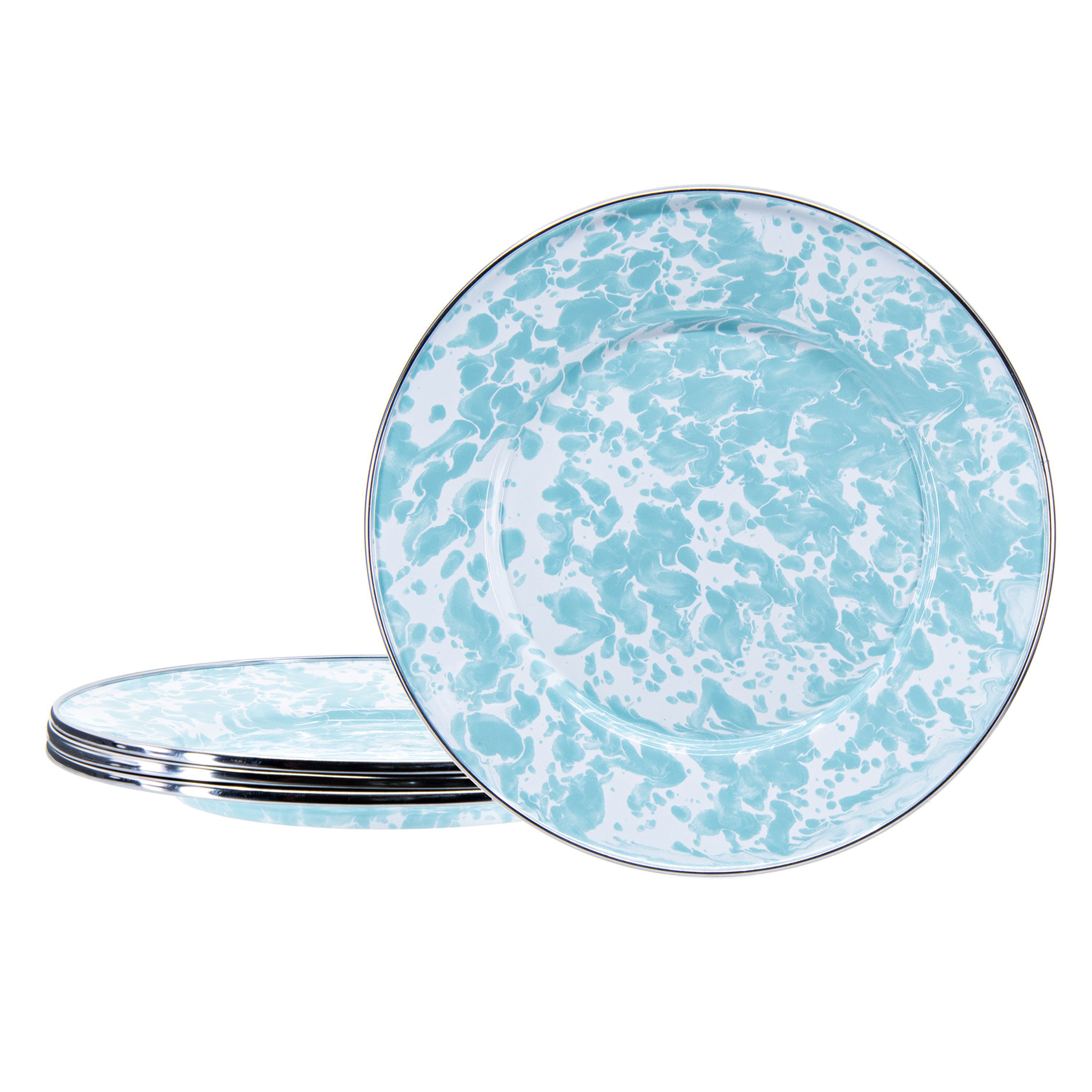 Golden Rabbit Sea Glass Enamelware Collection Sandwich Plates 4-Piece Set