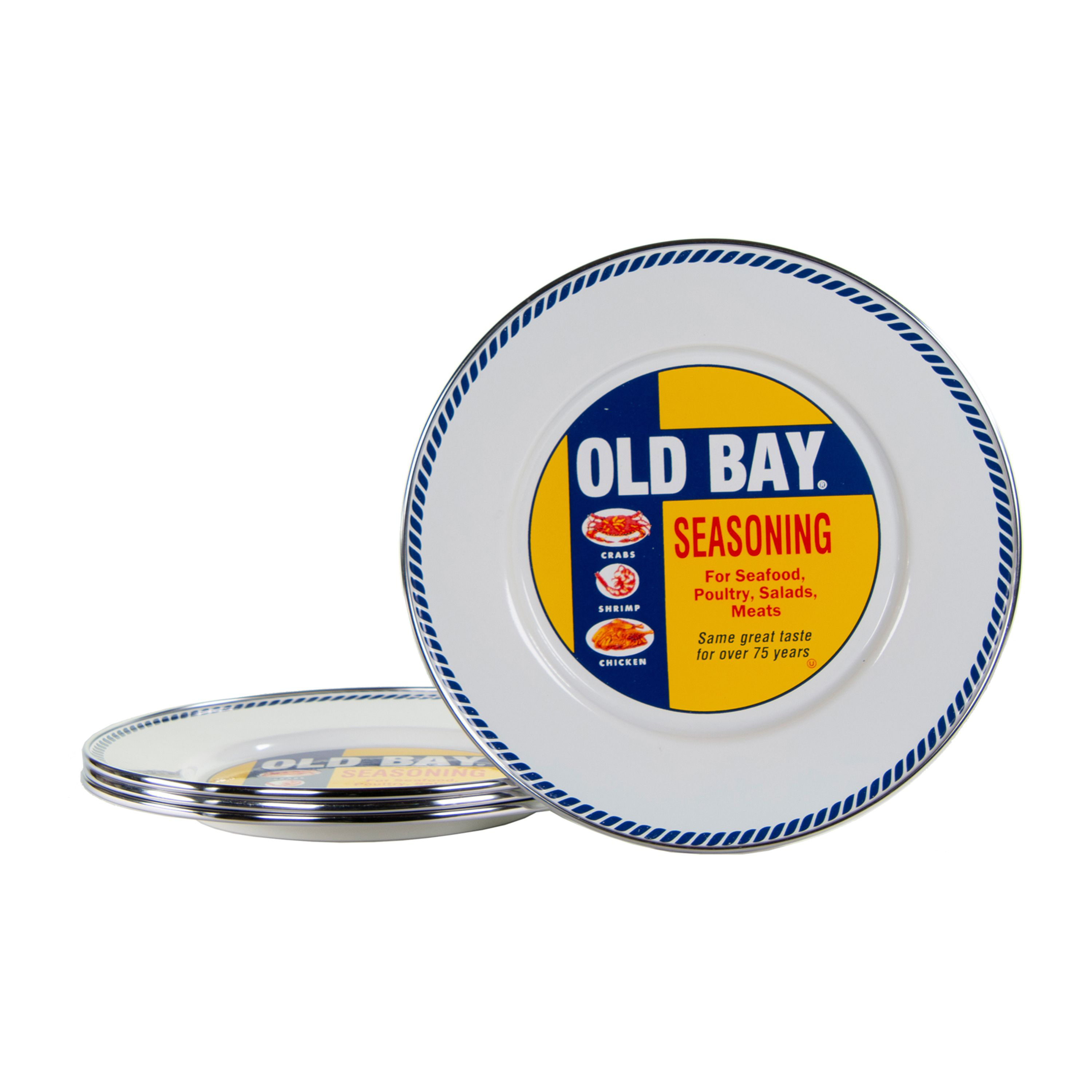 Golden Rabbit Old Bay Enamelware Collection 4-Piece Sandwich Plate Set