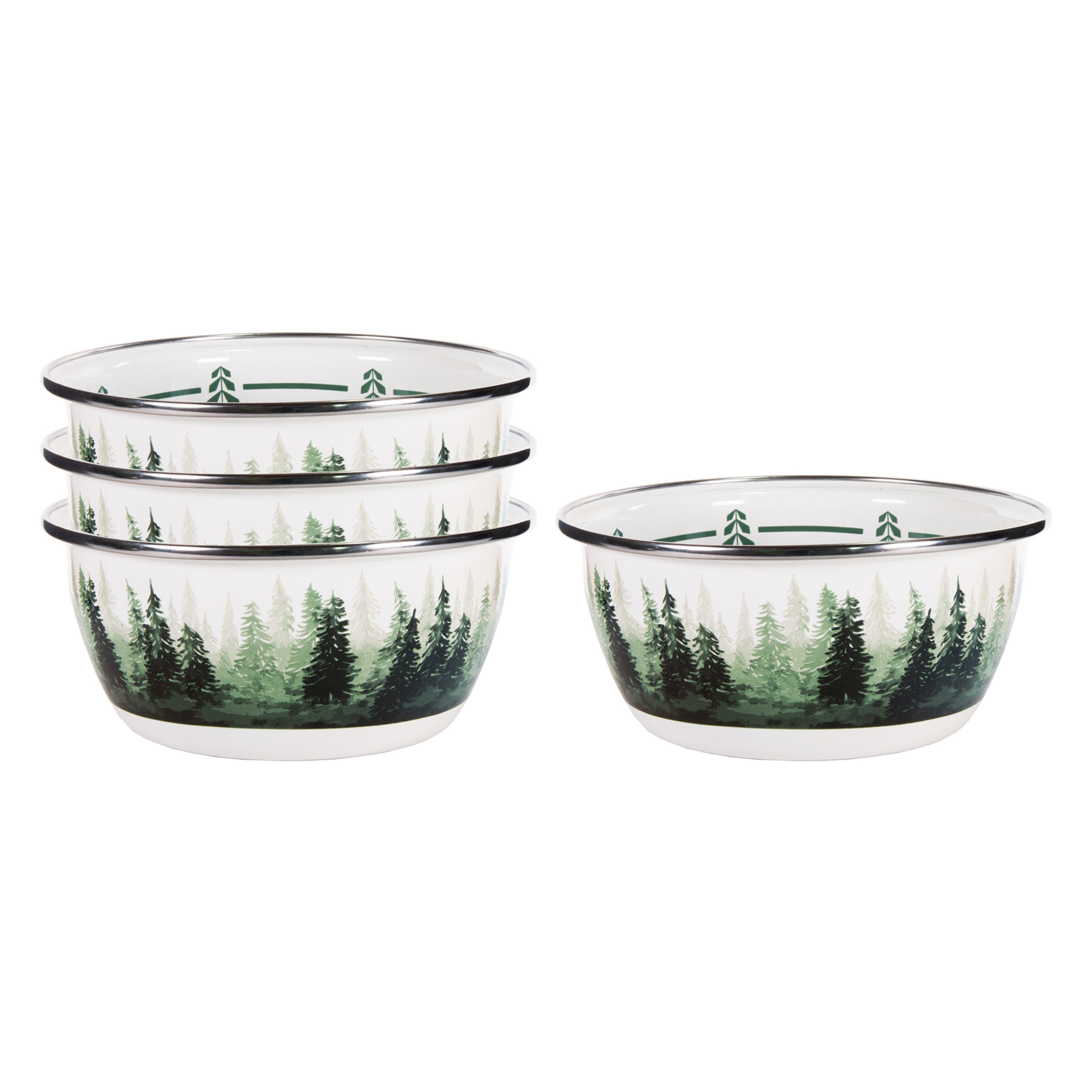 Golden Rabbit Forest Glen Enamelware Collection Salad Bowl 4-Piece Set