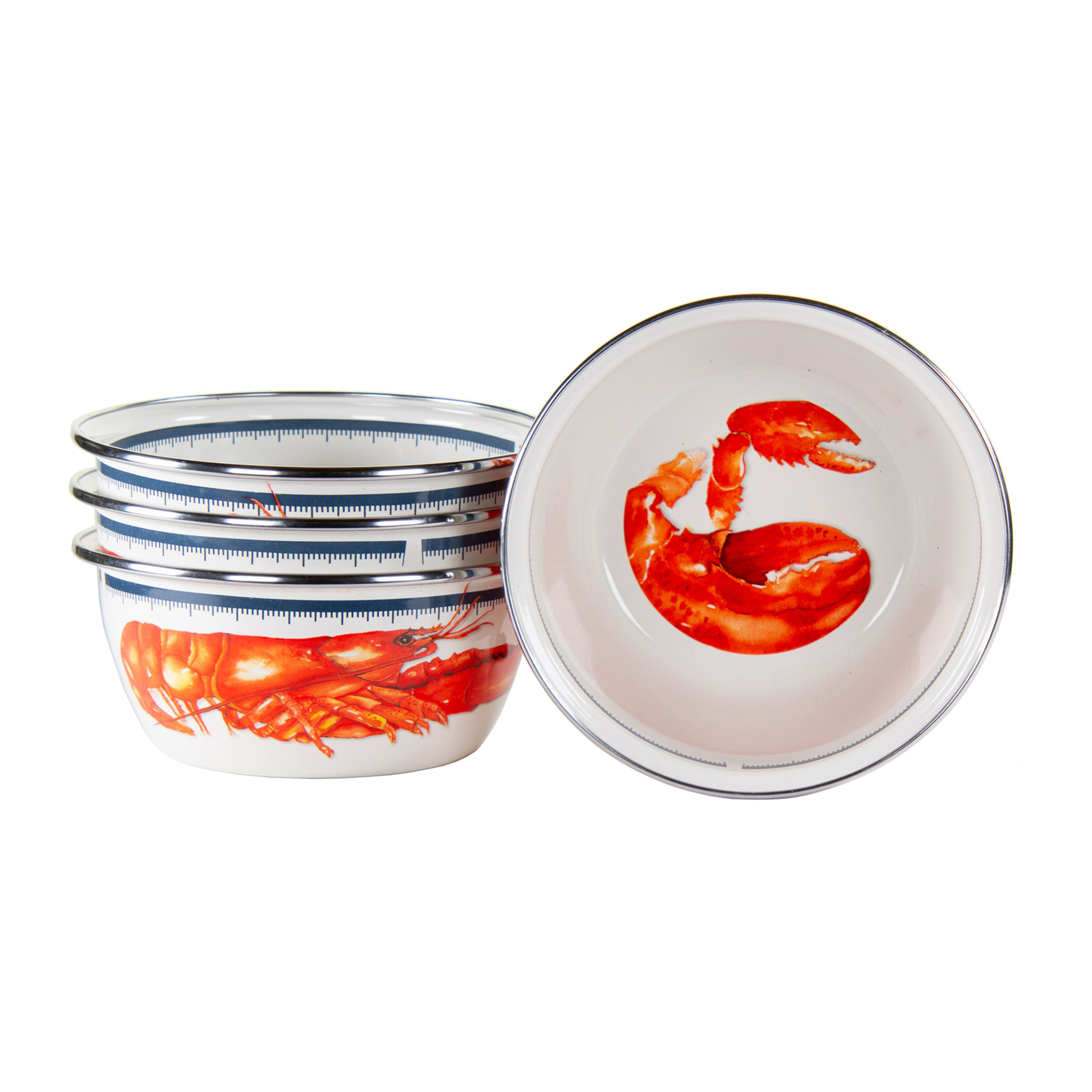 Golden Rabbit Lobster Enamelware Collection Salad Bowl 4-Piece Set