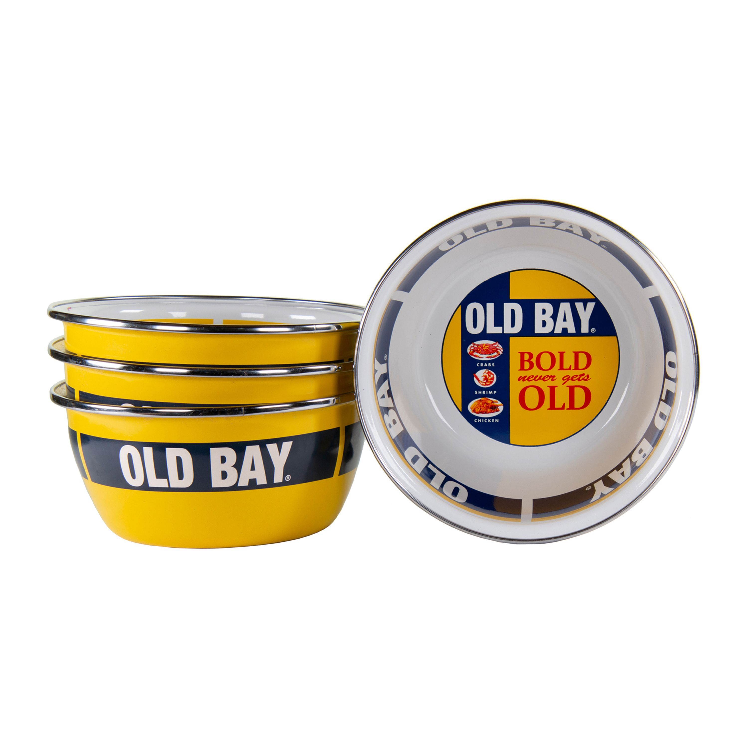 Golden Rabbit Old Bay Enamelware Collection Salad Bowl 4-Piece Set