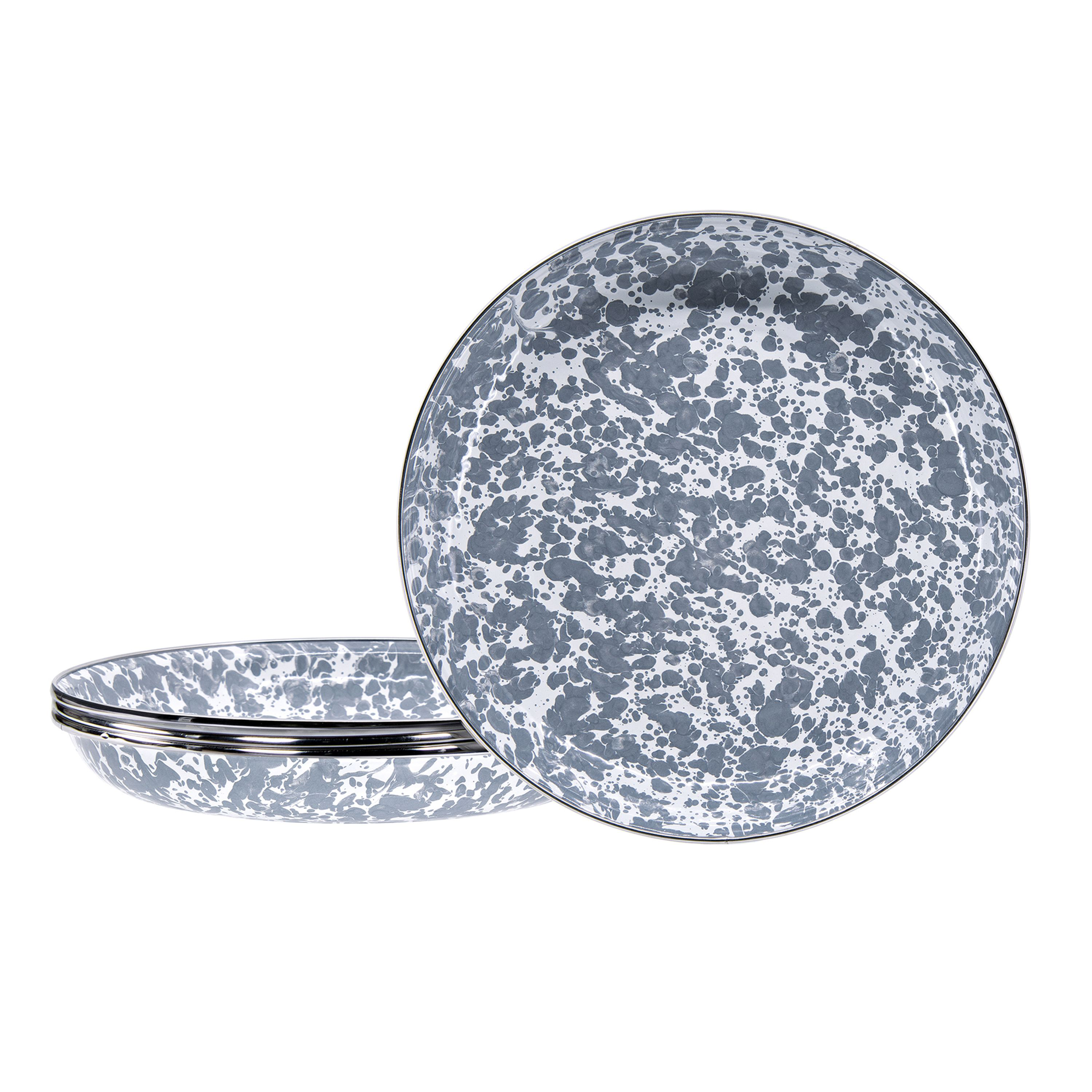 Golden Rabbit Grey Swirl Enamelware Collection 4-Piece Pasta Plate Set