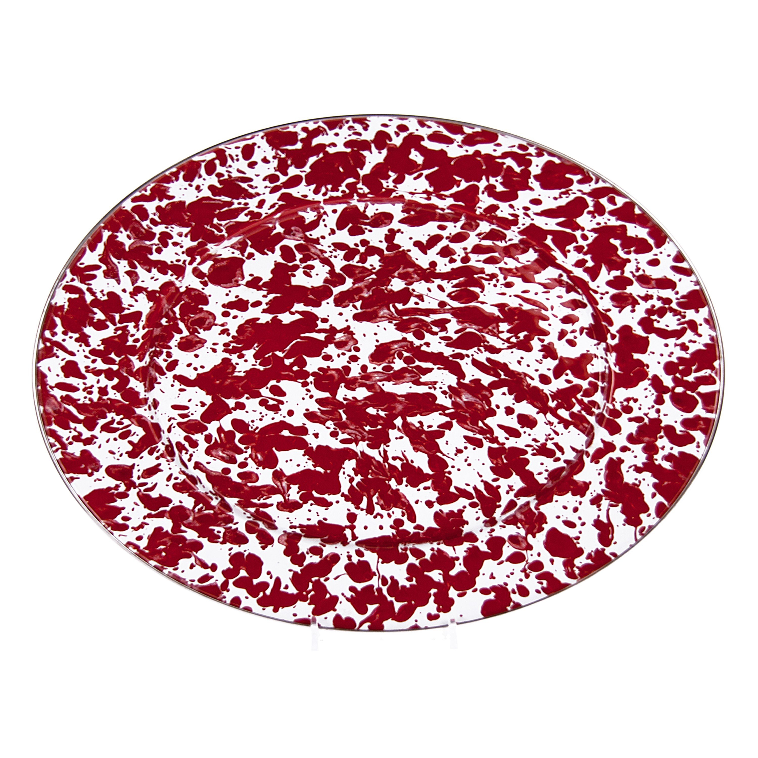 Golden Rabbit Red Swirl Enamelware Collection Oval Platter