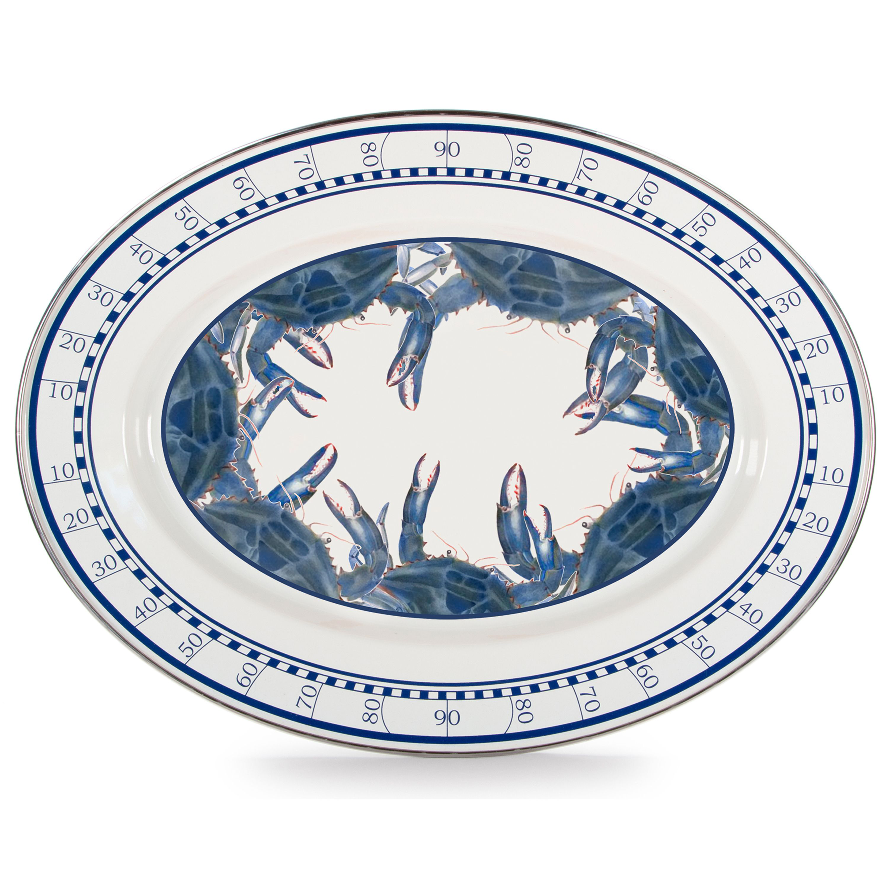 Golden Rabbit Blue Crab Enamelware Collection Oval Platter