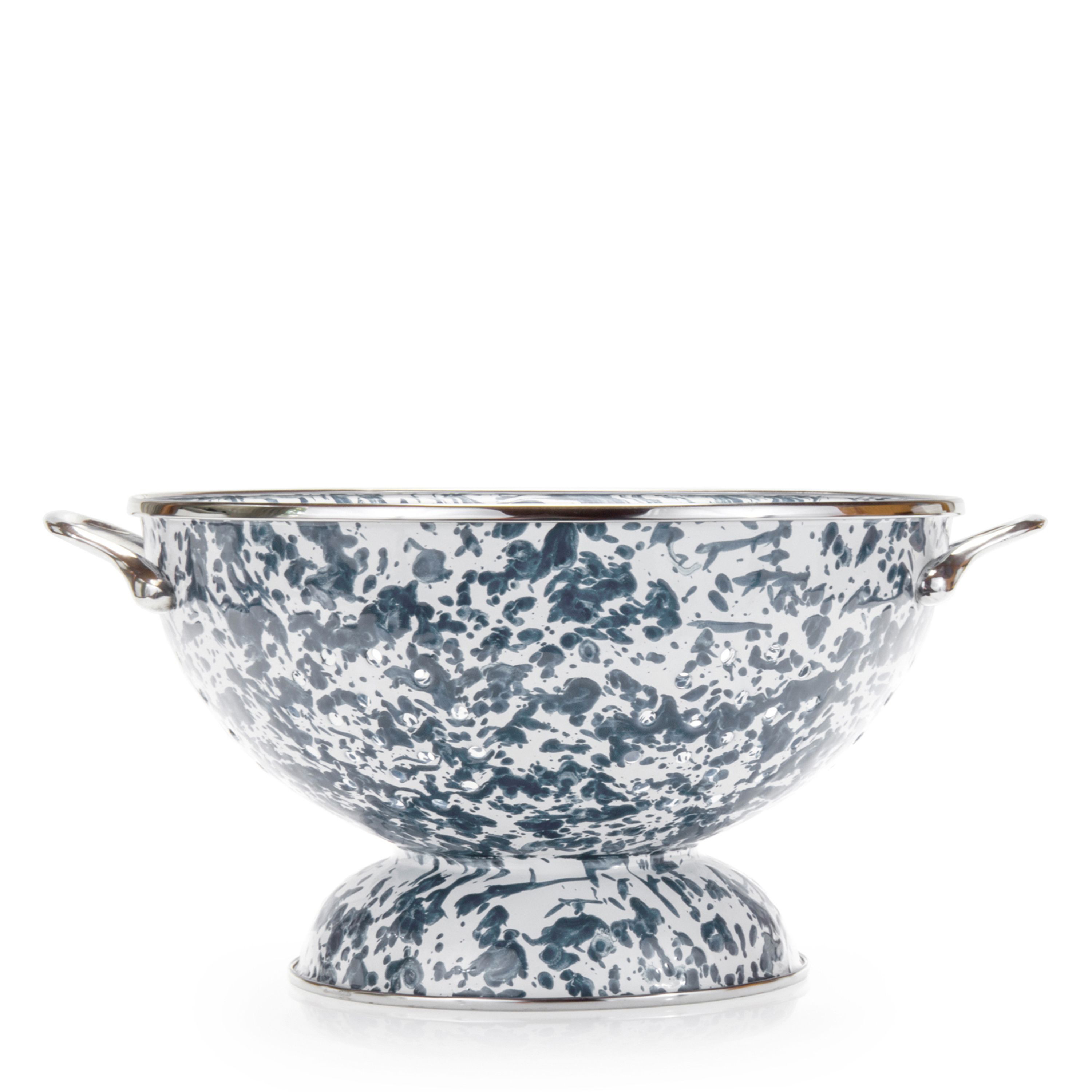Golden Rabbit Enamelware Grey Swirl Colander