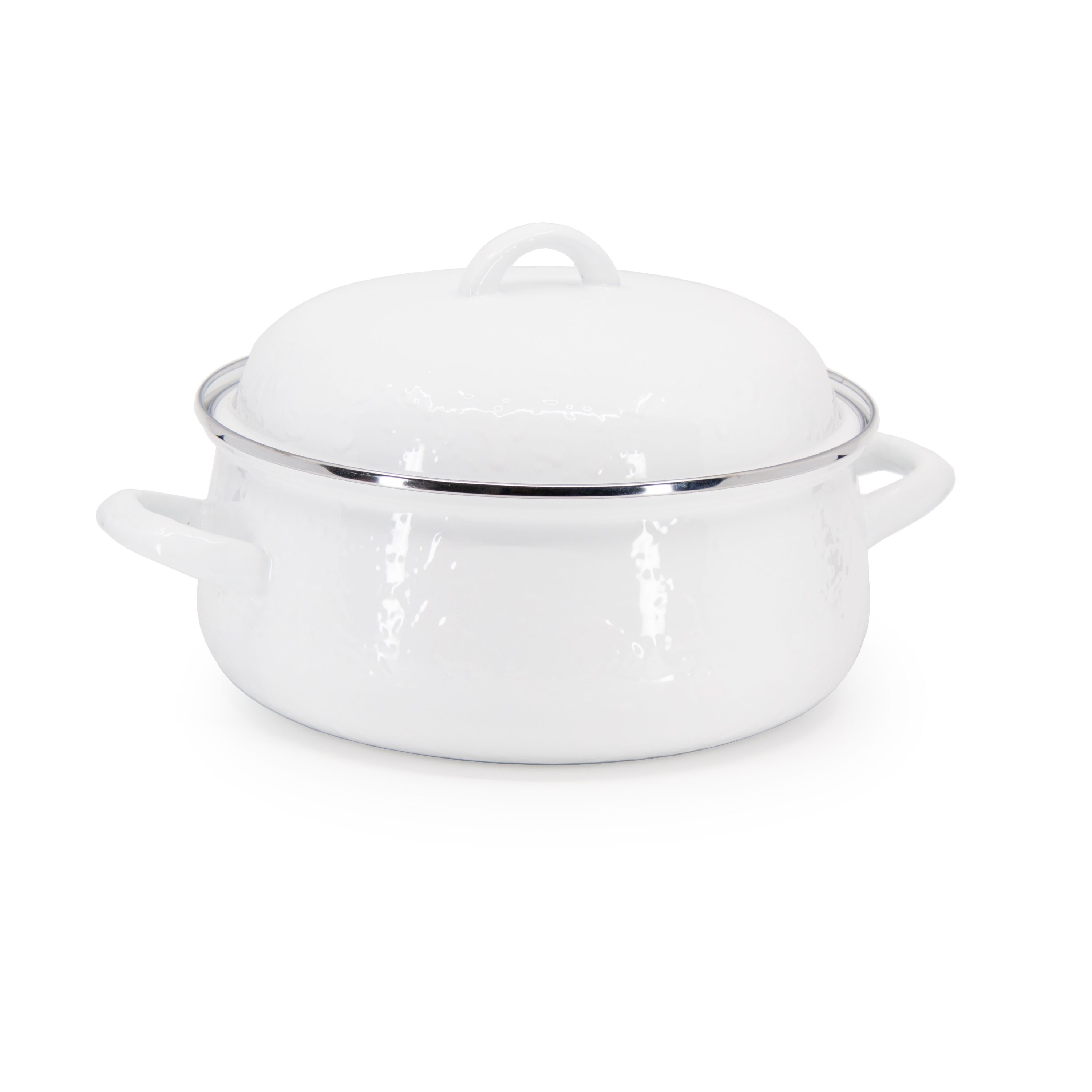 Golden Rabbit White Enamelware Dutch Oven
