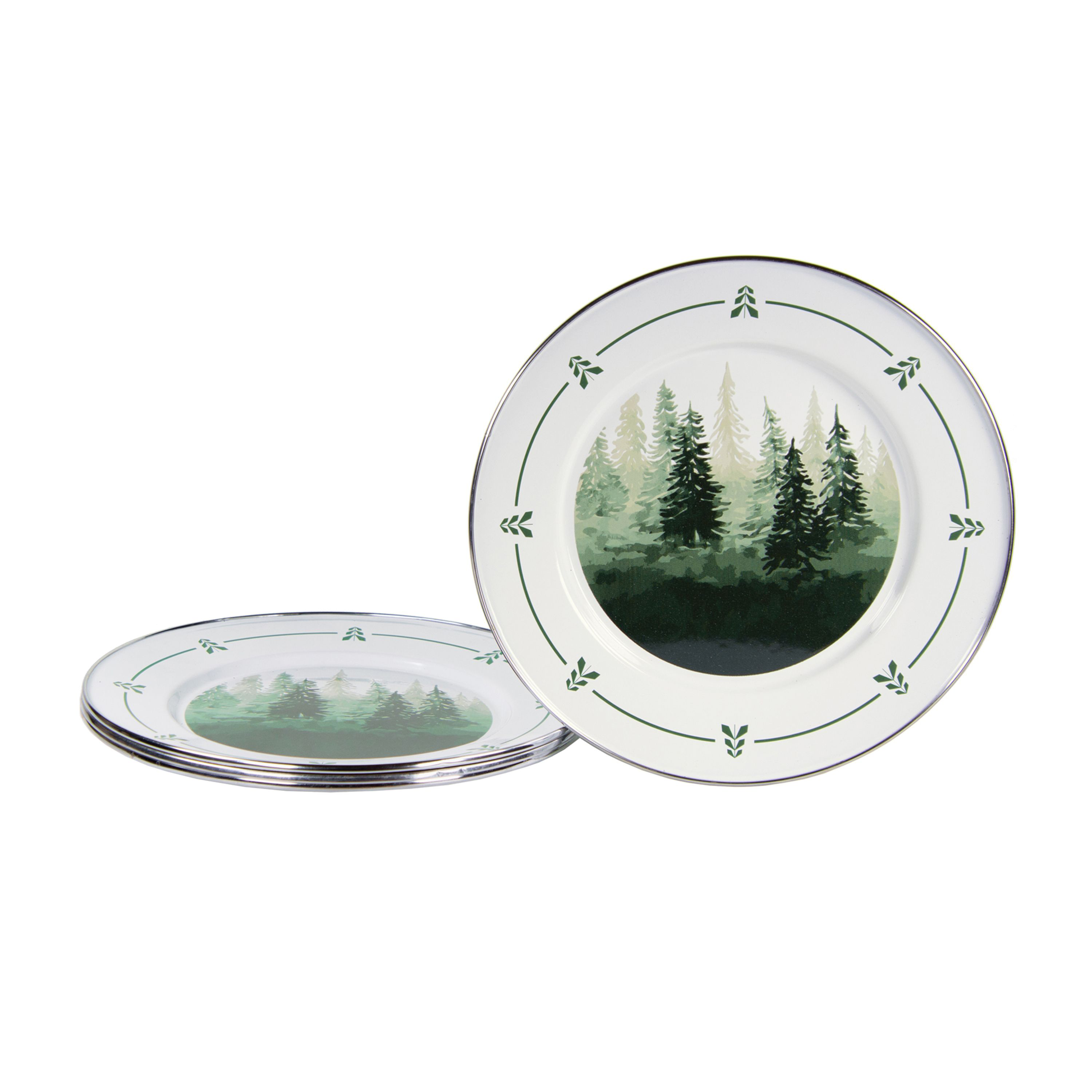 Golden Rabbit Forest Trees Enamelware Collection Dinner Plate Set