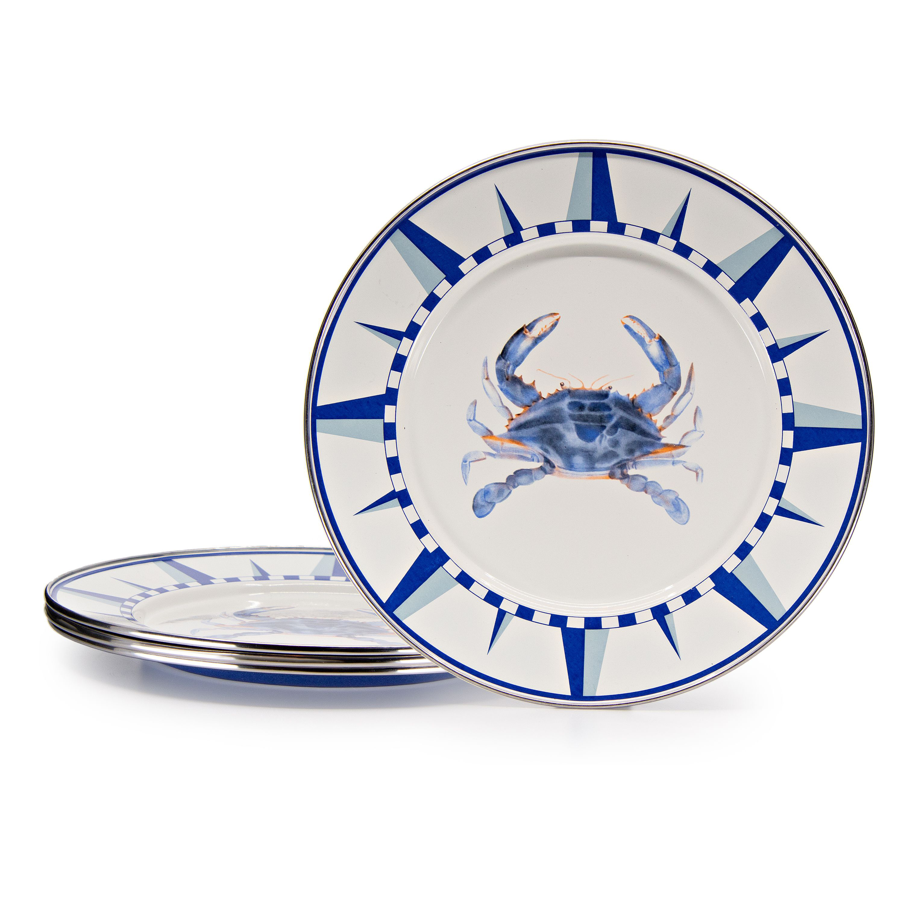 Golden Rabbit Blue Crab Enamelware Collection Dinner Plate Set