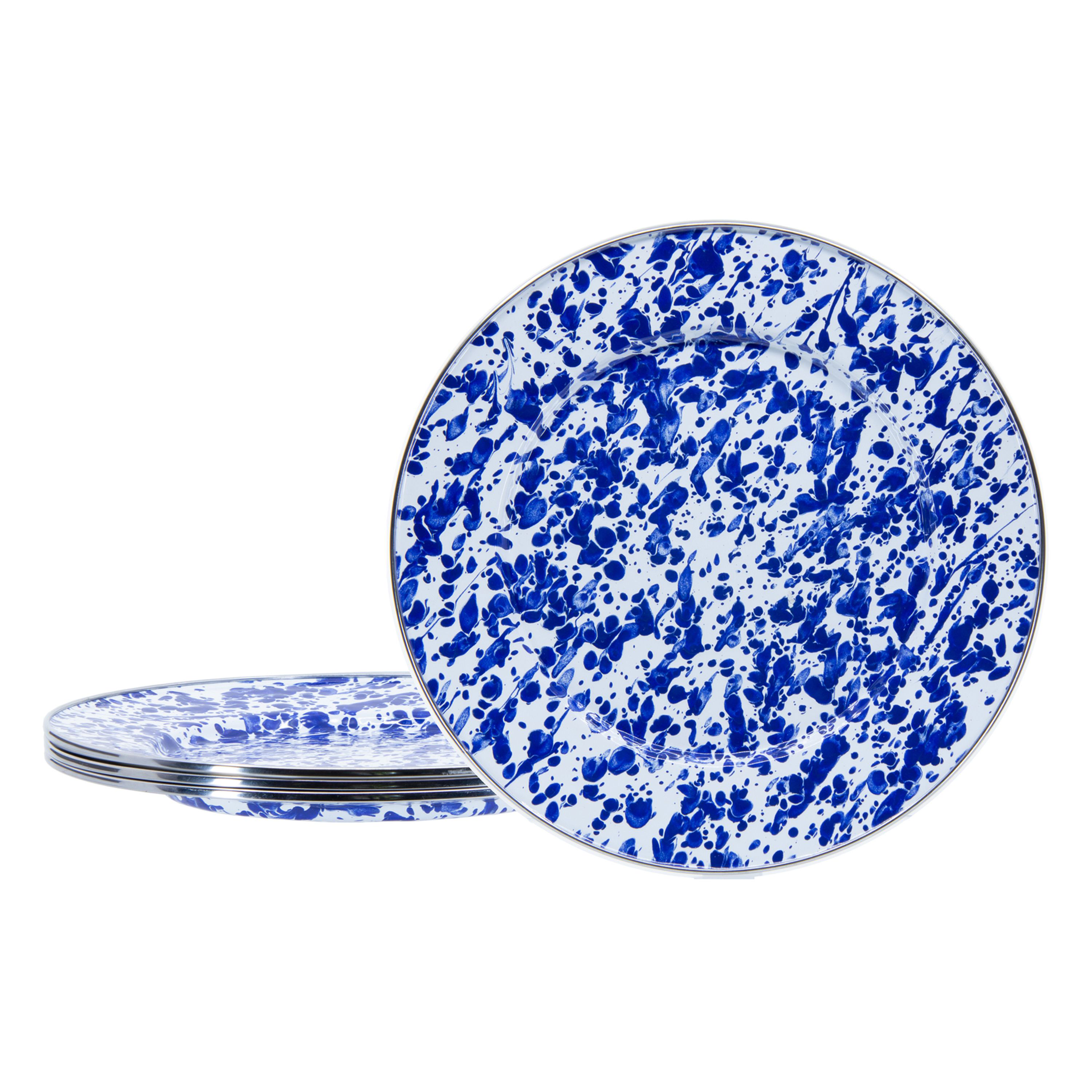 Golden Rabbit Cobalt Swirl Enamelware Collection Dinner Plates - 4-Pack