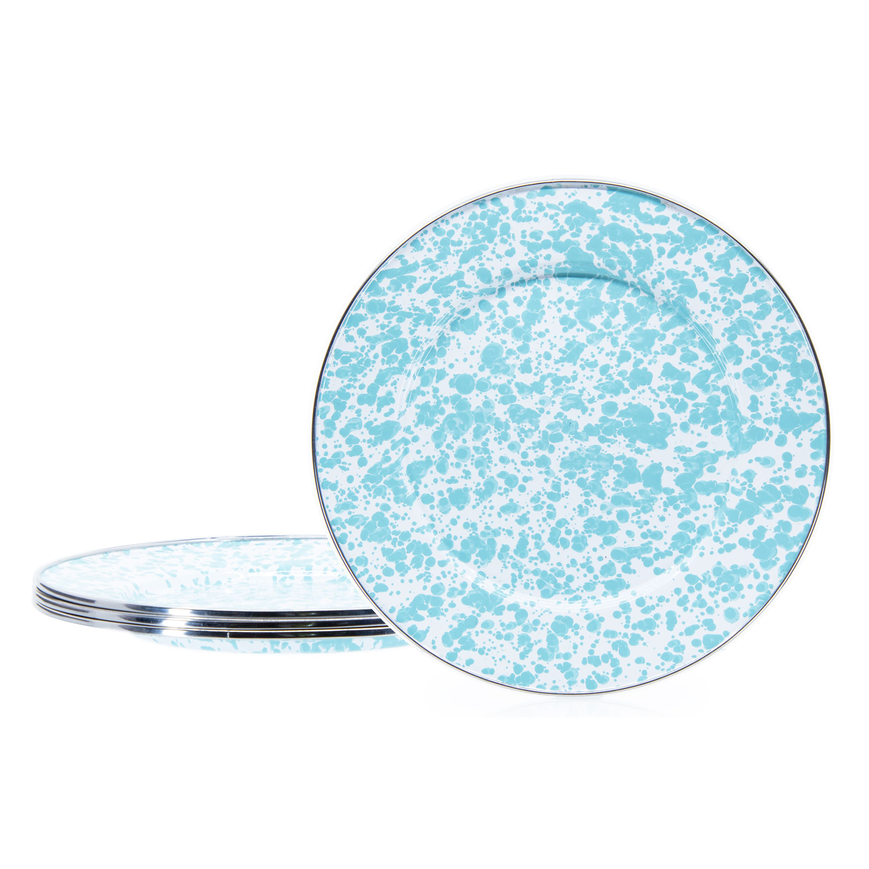 Golden Rabbit Sea Glass Enamelware Collection Dinner Plates 4-Pack
