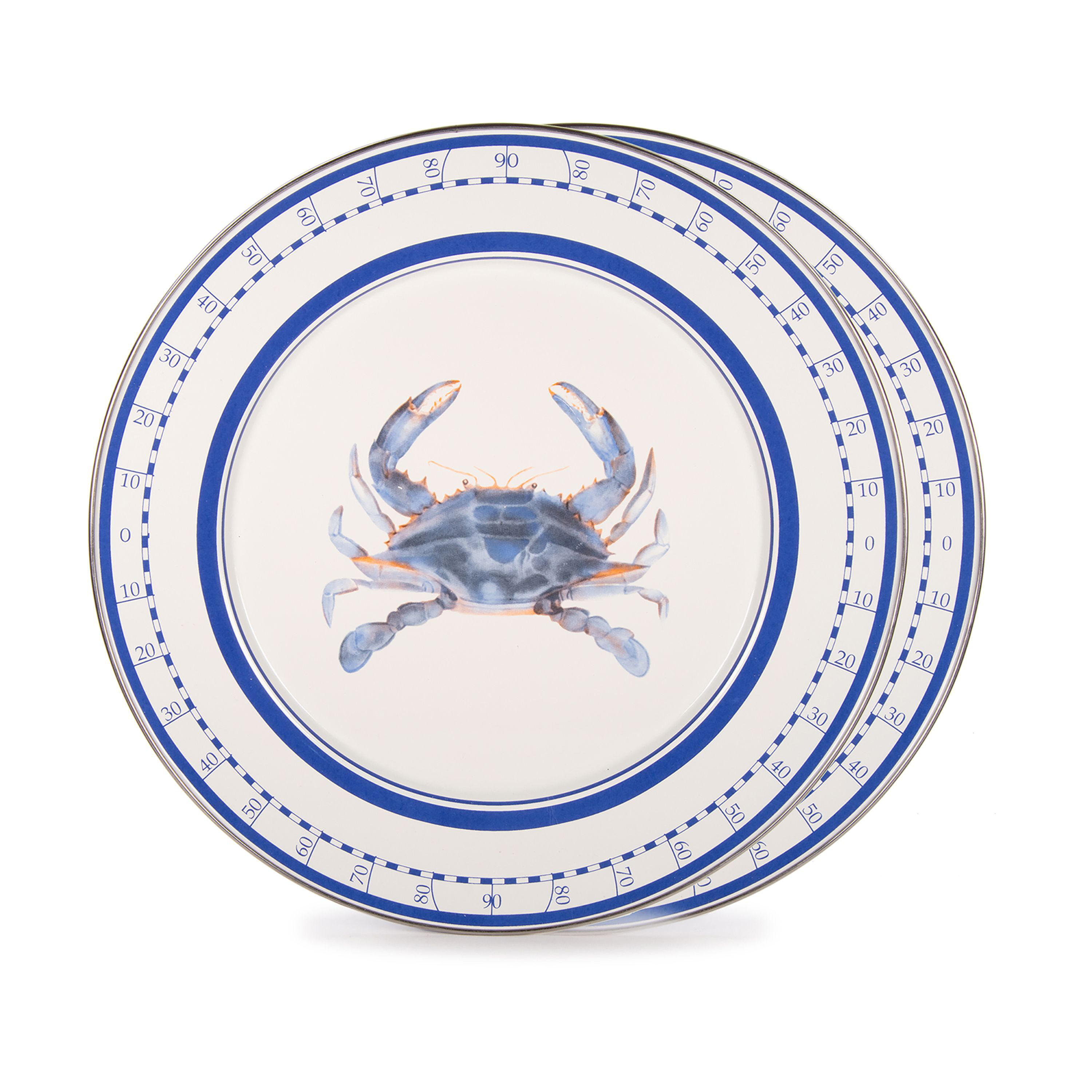 Golden Rabbit Blue Crab Enamelware Collection Charger Plate 2-Piece Set