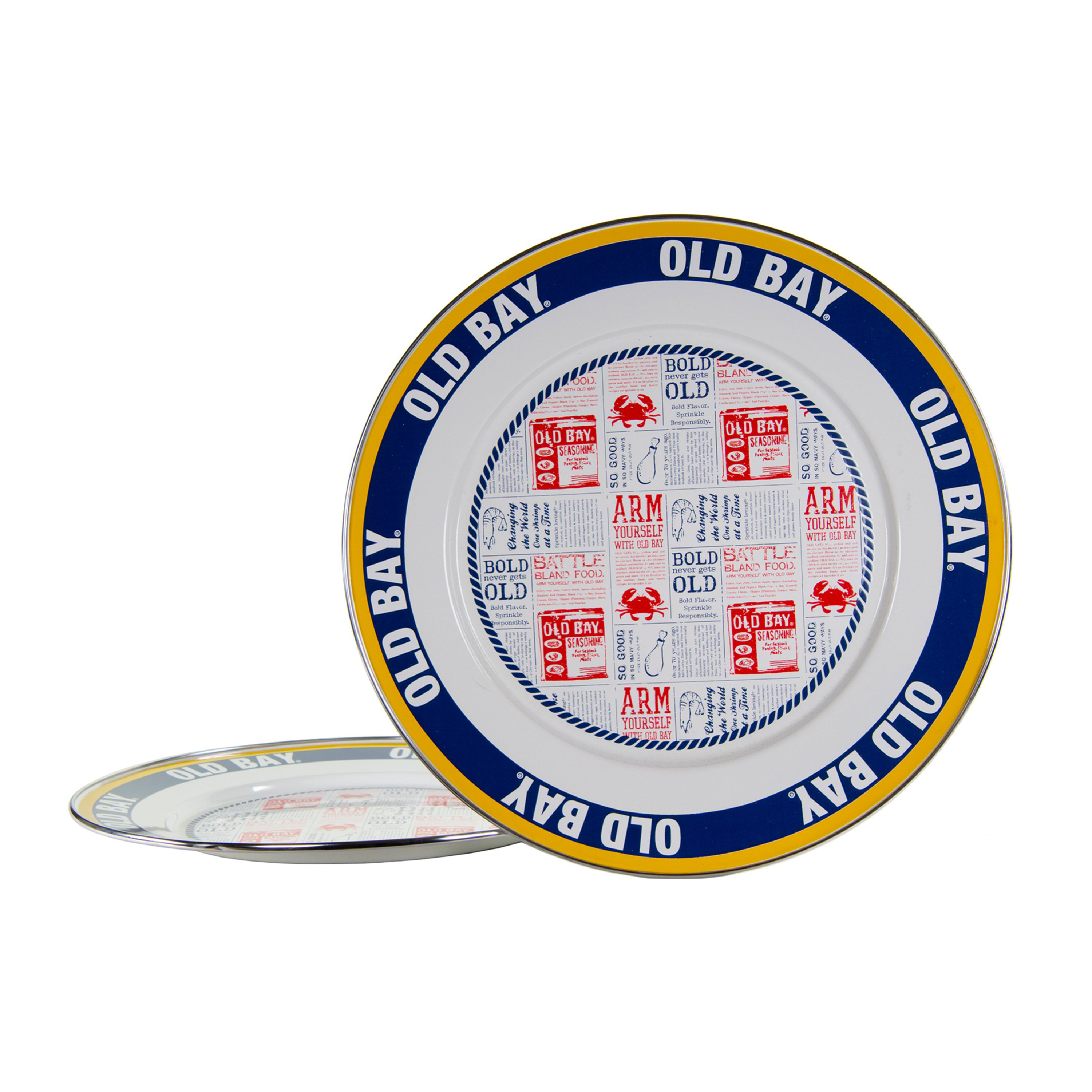 Golden Rabbit Old Bay Enamelware Collection Charger Plate 2-Piece Set