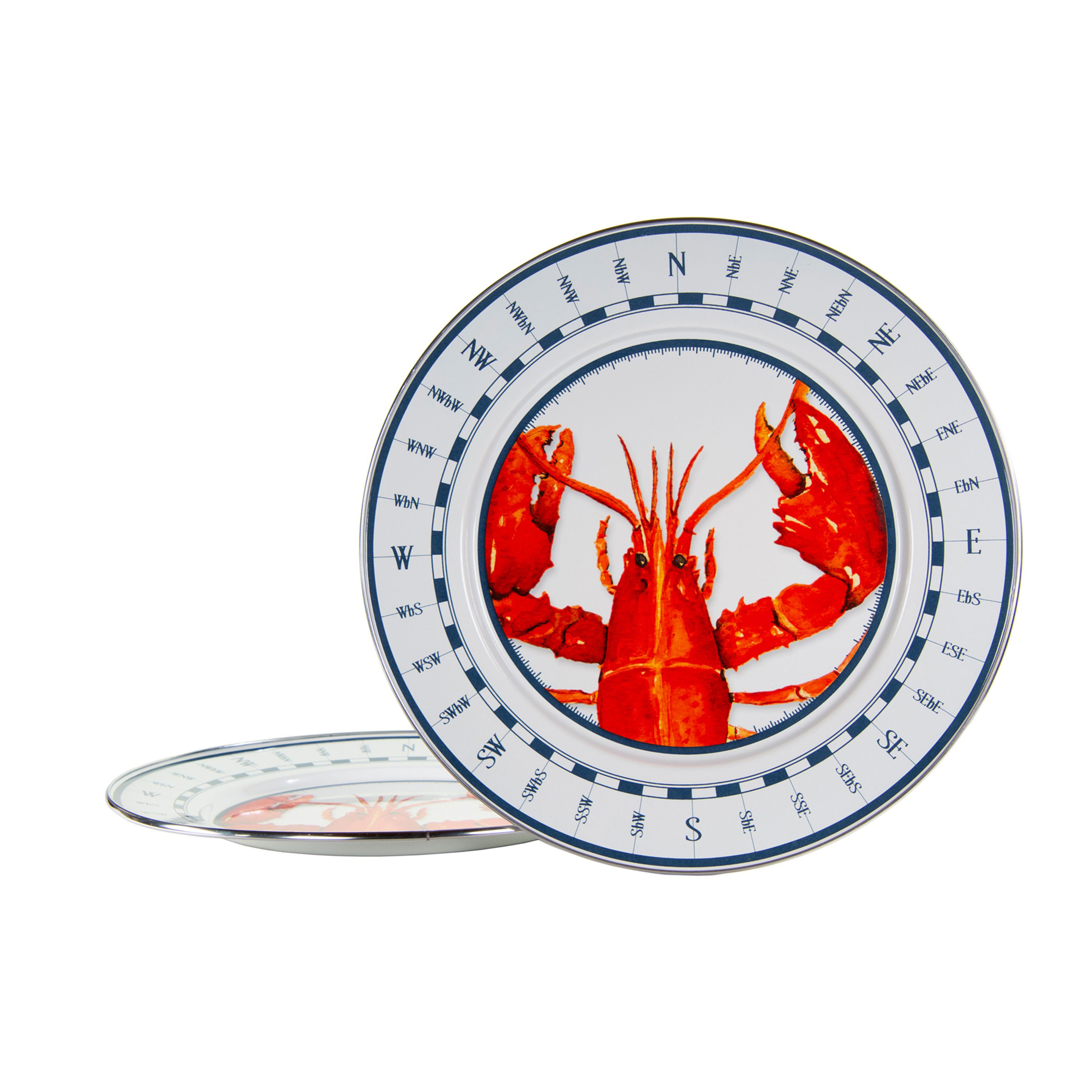 Golden Rabbit Lobster Enamelware Collection Charger Plate 2-Piece Set