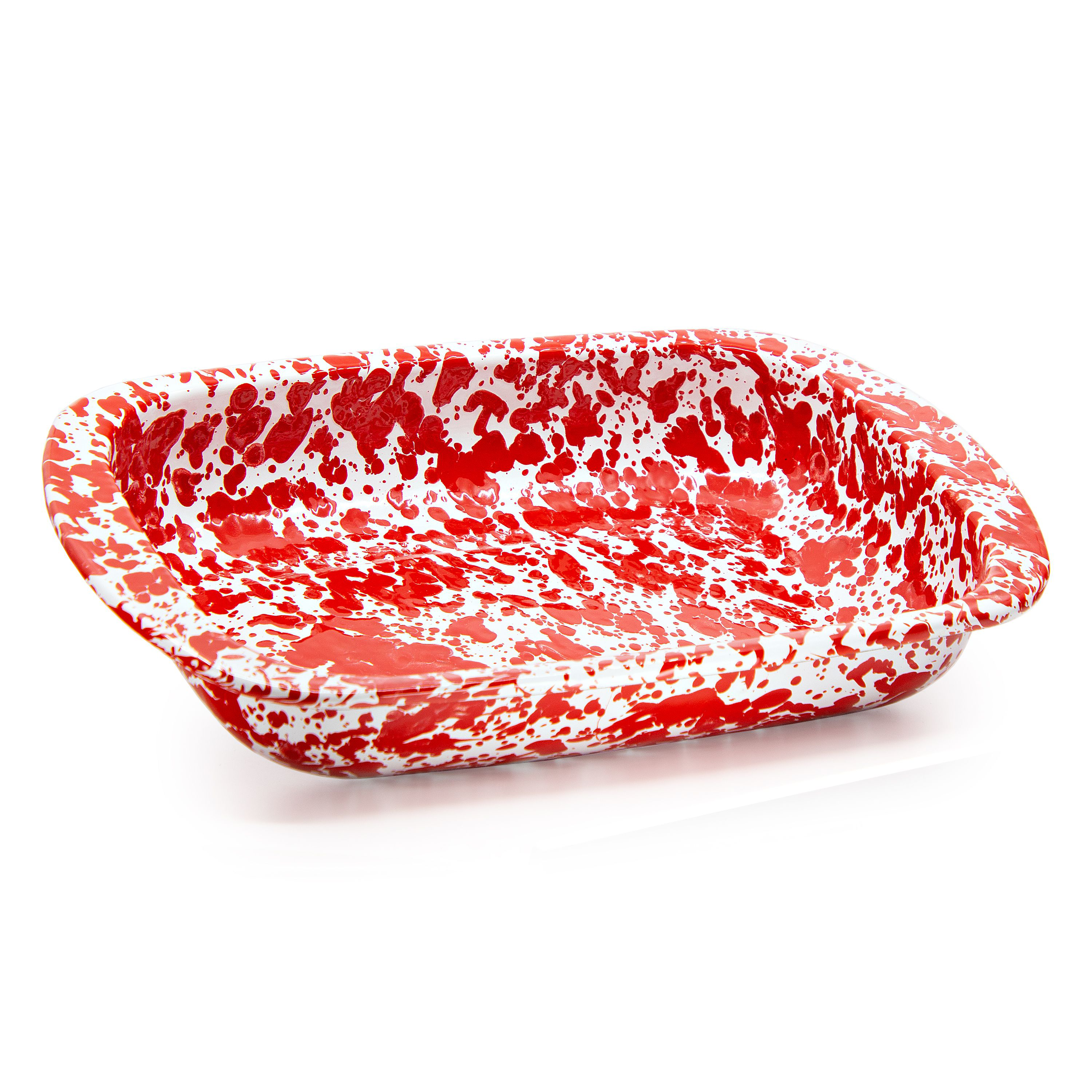 Golden Rabbit Red Swirl Enamelware Collection Baking Pan