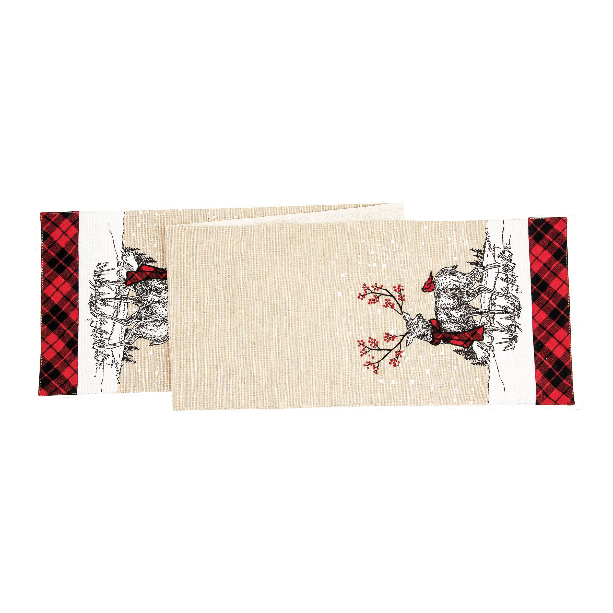 C&F Home Deer Embroidered and Printed Table Runner