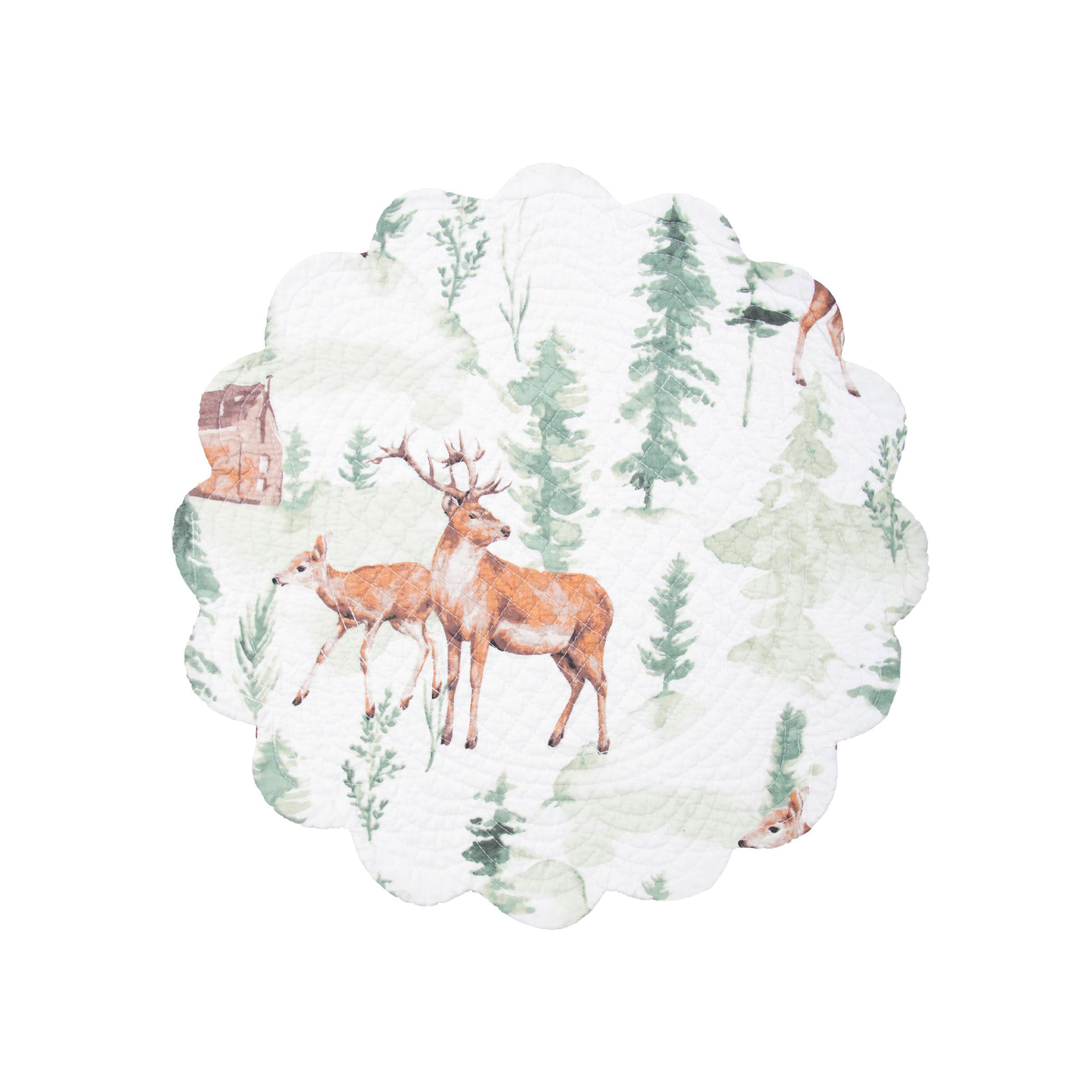 C&F Home Christopher Forest Round Woven Reversible Rustic Lodge 6-Piece Placemat Set