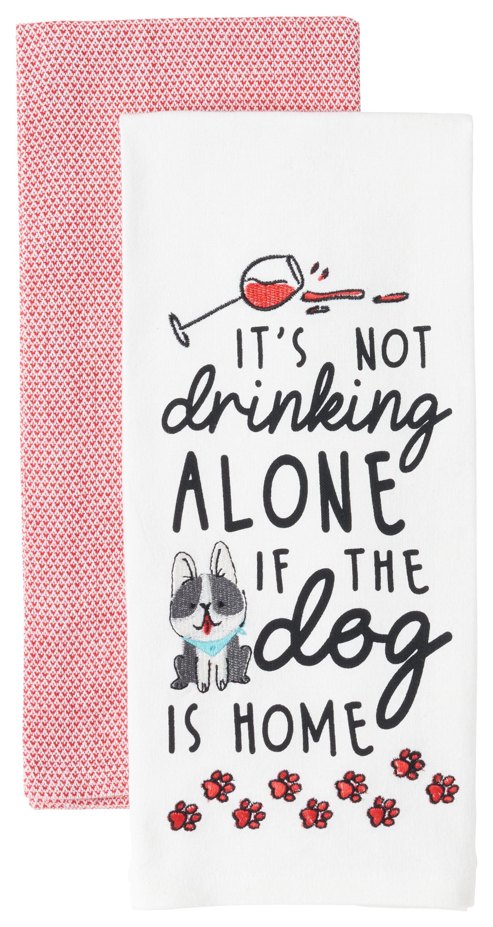 White River Home It's Not Drinking Alone if the Dog is Home Dish Towel 2-Piece Set