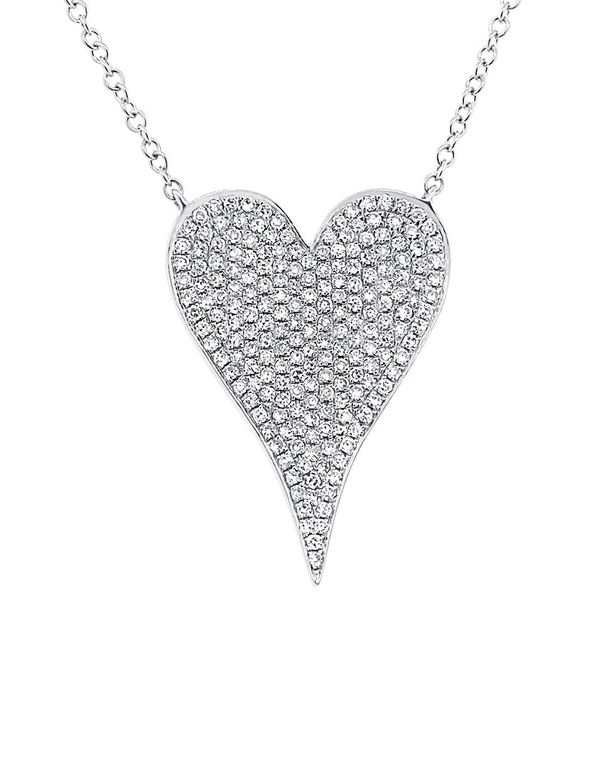 14k White Gold 0.43ct Diamond Heart Necklace