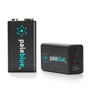 PB-9V Pale Blue Lithium Ion Rechargeable 9V Batteries. 2 pack.