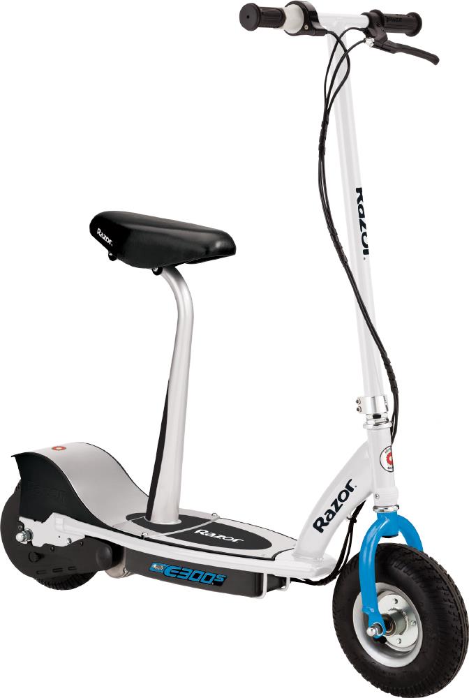 E300S Seated Electric Scooter - White/Blue
