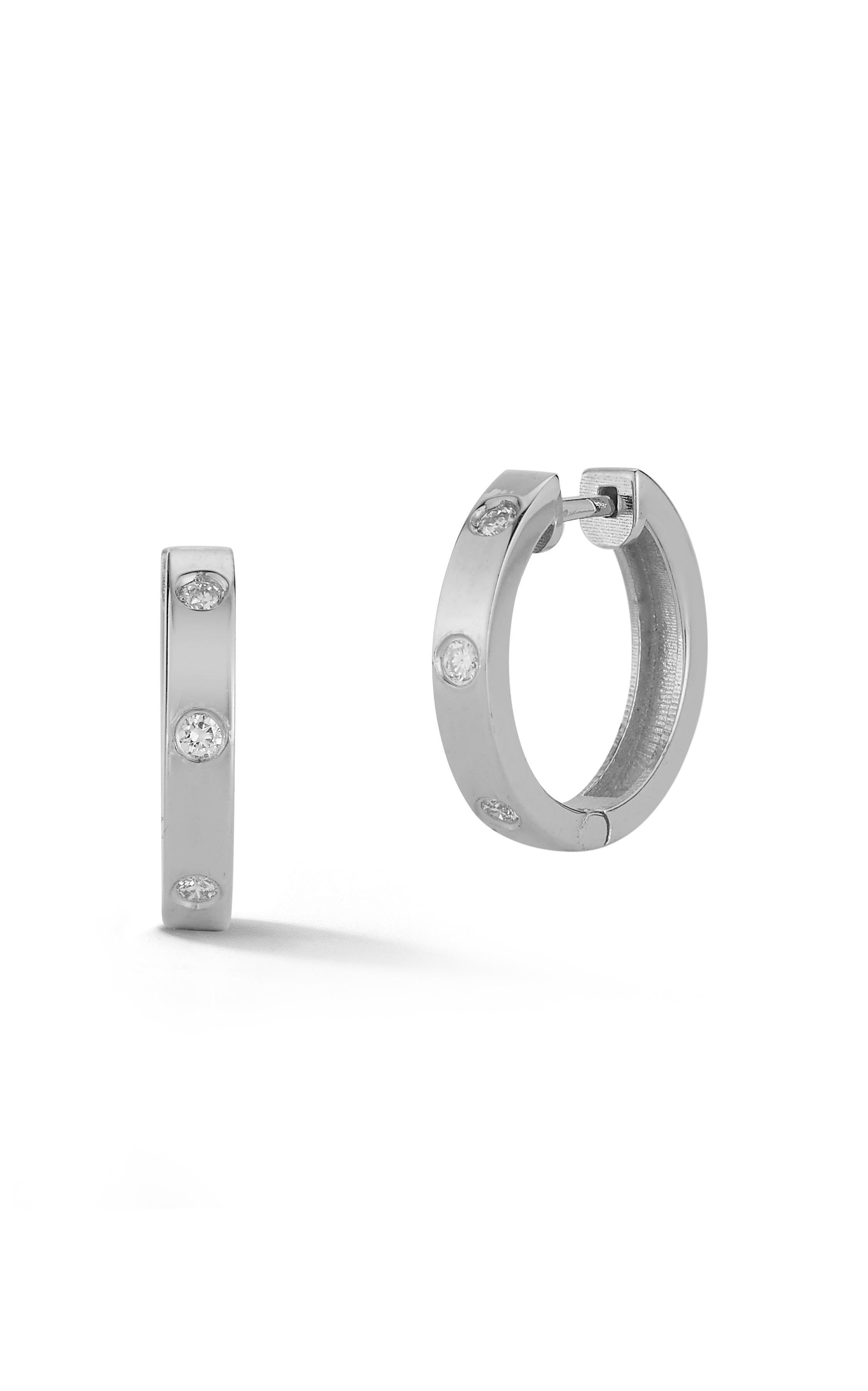 14K Gold & Diamond Huggie Hoop Earring