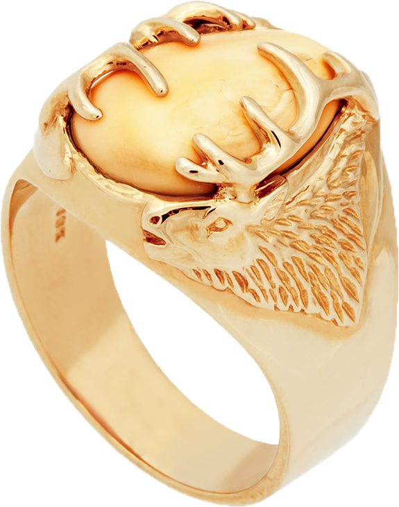Frontier Collection Men's Custom 10-Kt. Double-Elk-Head Elk-Ivory Ring