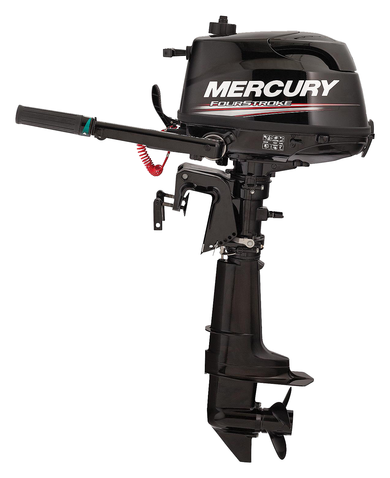Mercury 5hp Tiller FourStroke Outboard Motor 25'' Shaft, Manual Tilt/Trim, Manual Start