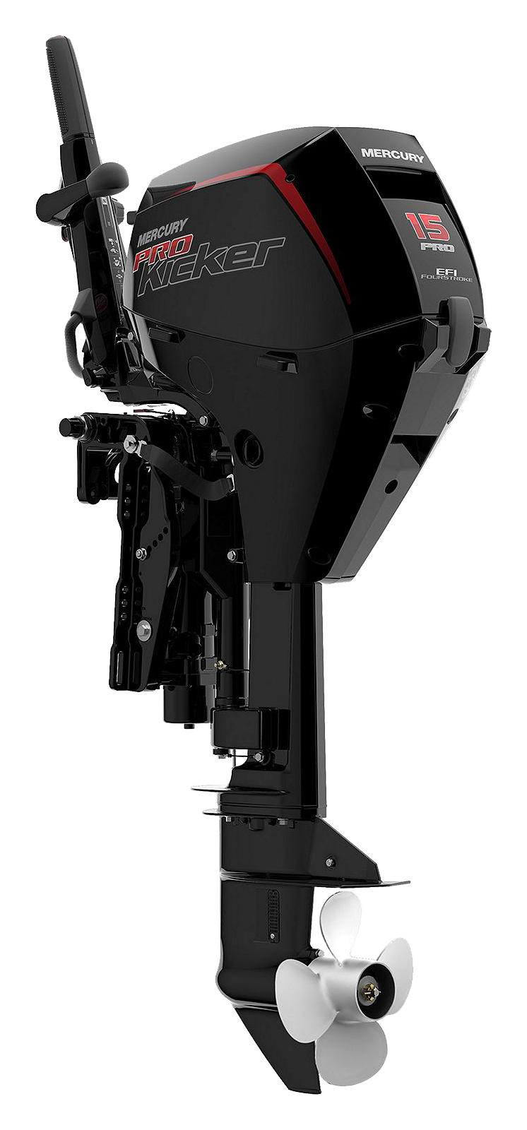 Mercury 15hp EFI Tiller ProKicker Outboard Motor with 25'' Shaft, Power Tilt, Electric Start/Manual Backup