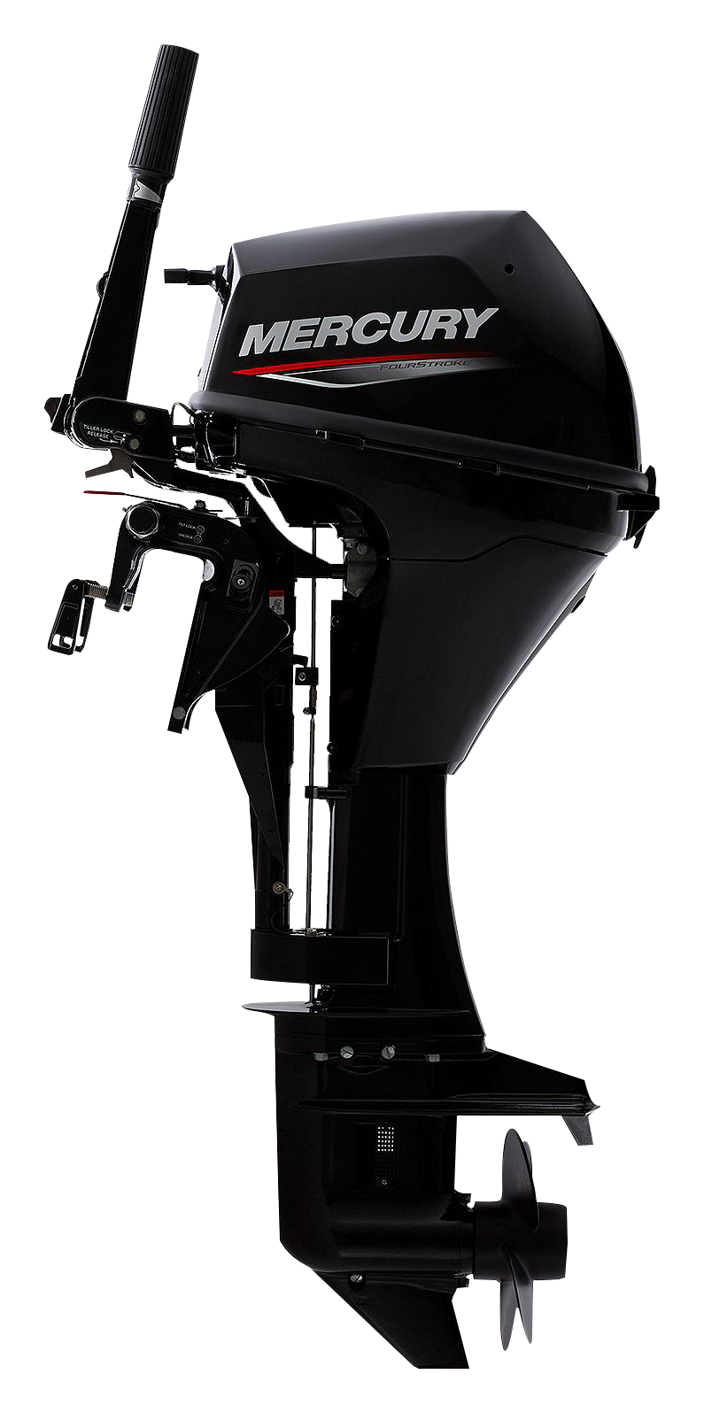 Mercury 9.9hp Tiller FourStroke Command Thrust Outboard Motor, 25" Shaft