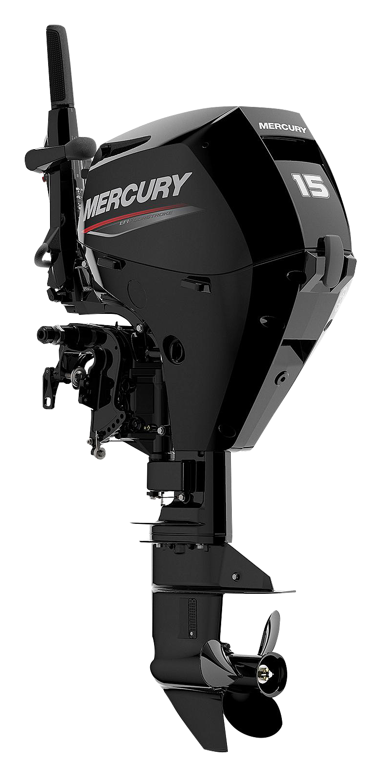 Mercury 15hp EFI Tiller FourStroke Outboard Motor 20'' Shaft, Manual Tilt/Trim, Electric Start/Manual Backup