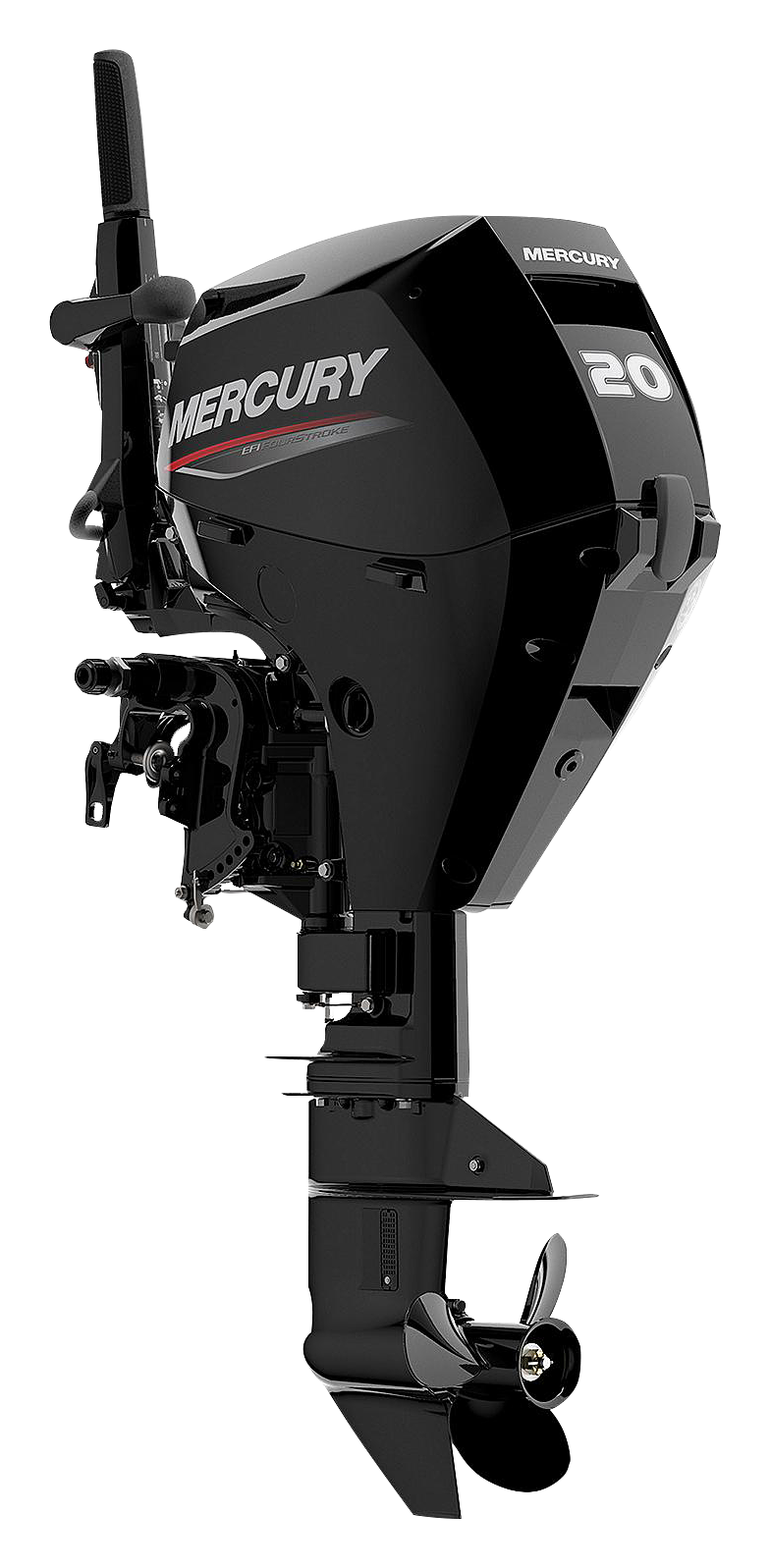 Mercury 20hp EFI Tiller FourStroke Outboard Motor 20'' Shaft, Power Tilt, Electric Start/Manual Backup