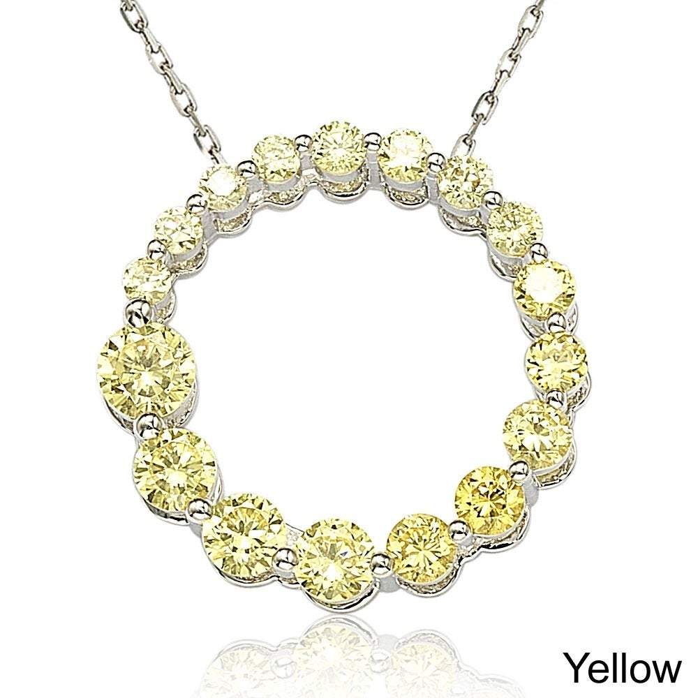 Suzy Levian Sterling Silver Cubic Zirconia Circle Journey Necklace