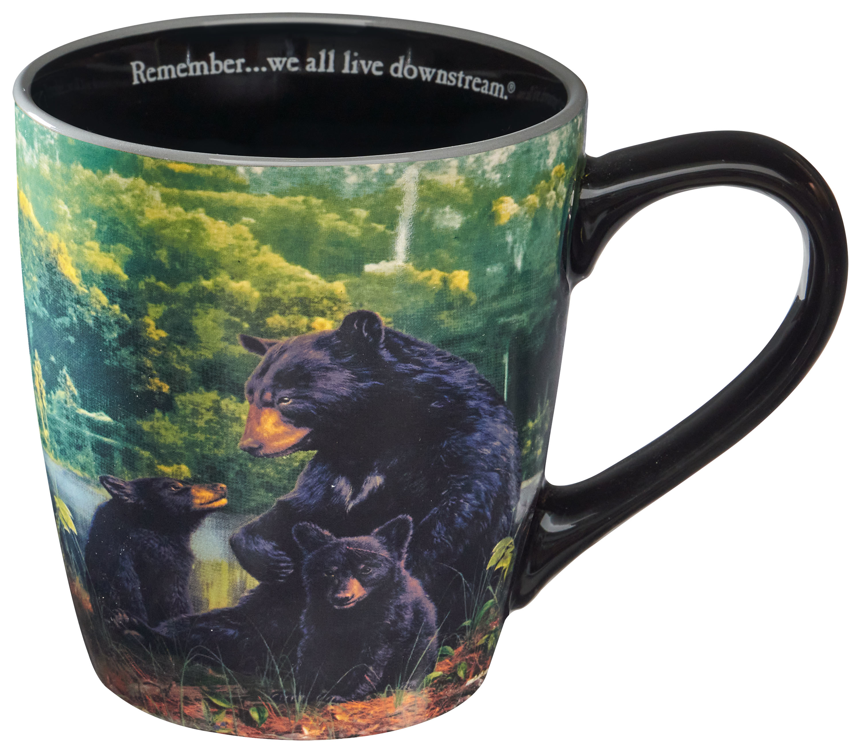 Bass Pro Shops Black Bear Panoramic We All Live Downstream Mug
