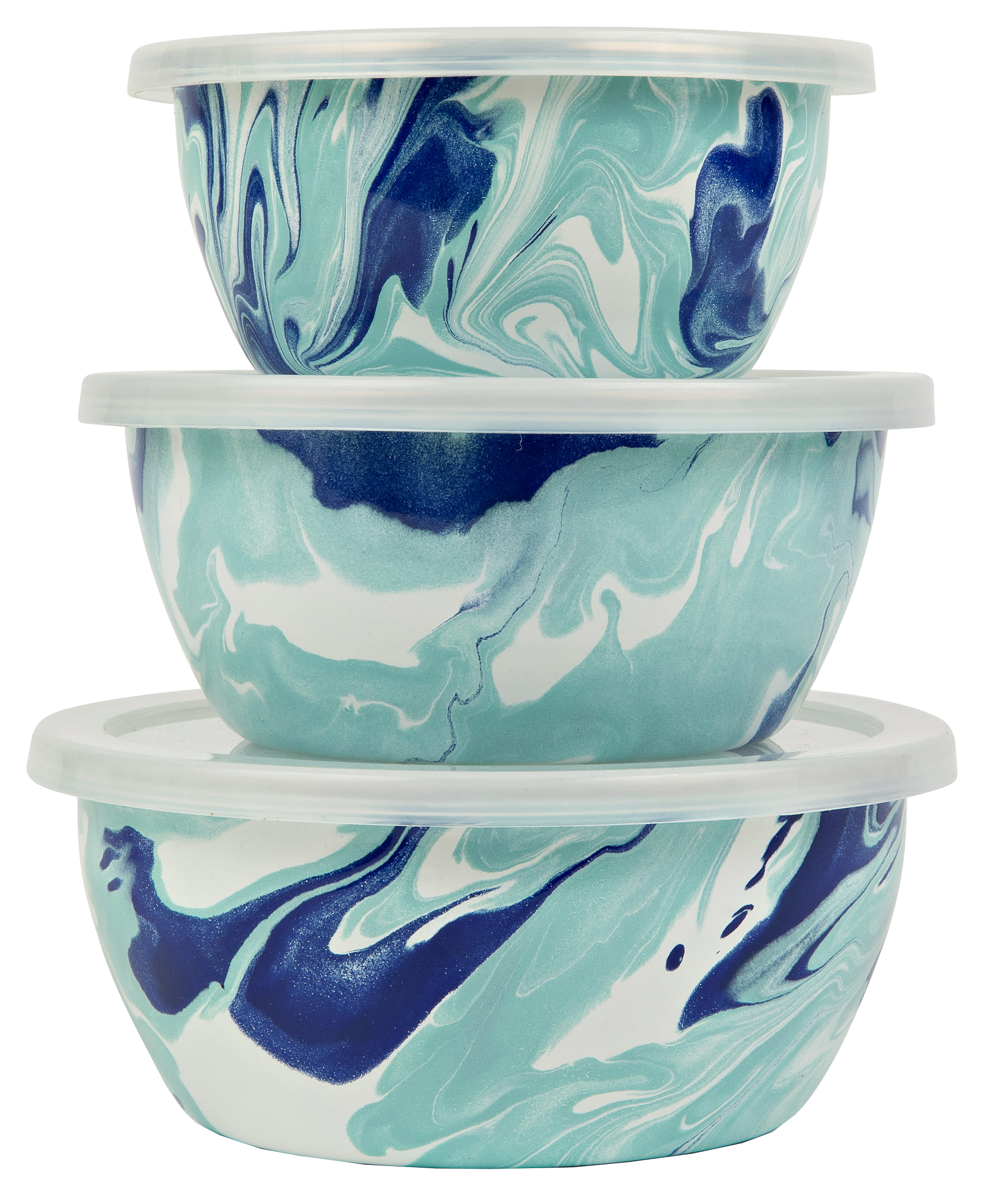 Golden Rabbit Lagoon Enamelware Nesting Bowls Set of 3