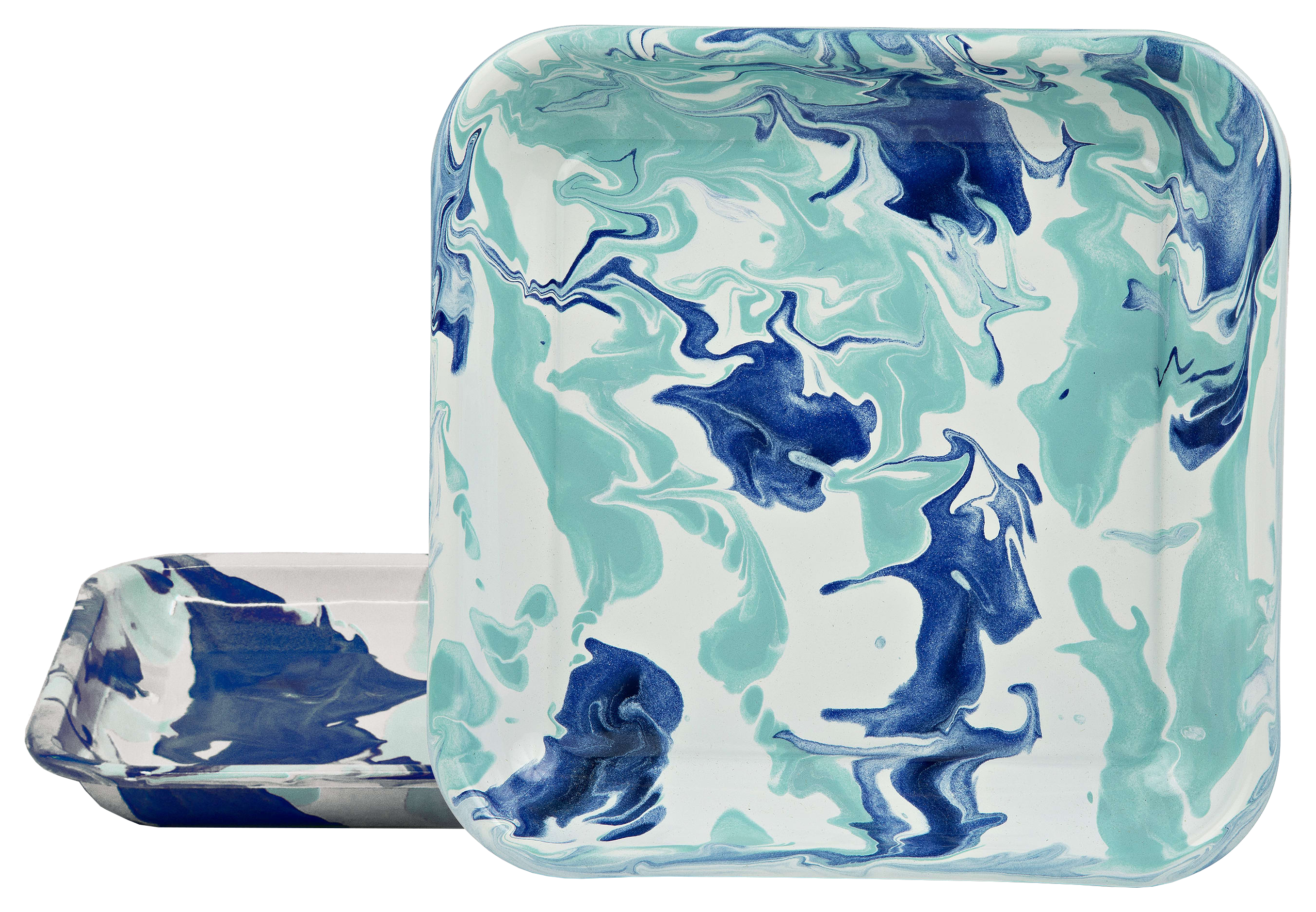 Golden Rabbit Lagoon Enamelware Square Trays Set of 2