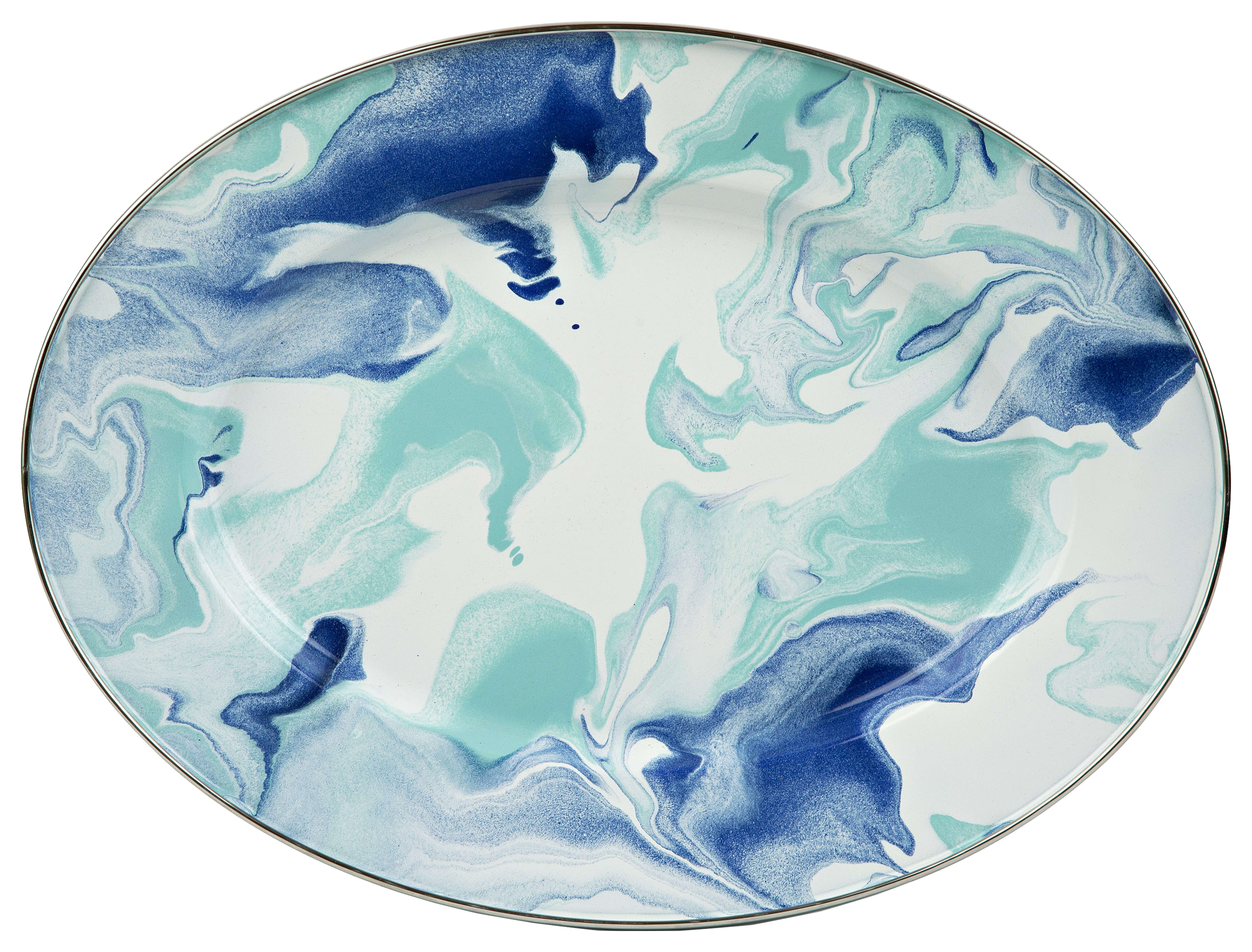 Golden Rabbit Lagoon Enamelware Oval Platter